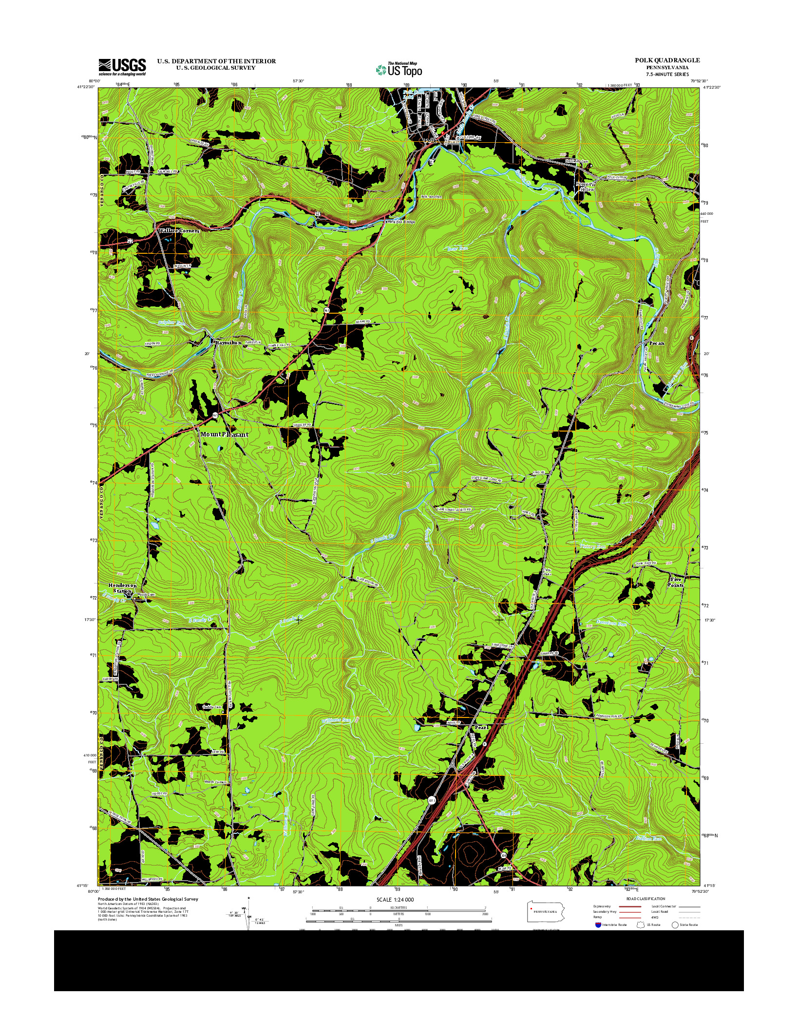 USGS US TOPO 7.5-MINUTE MAP FOR POLK, PA 2013