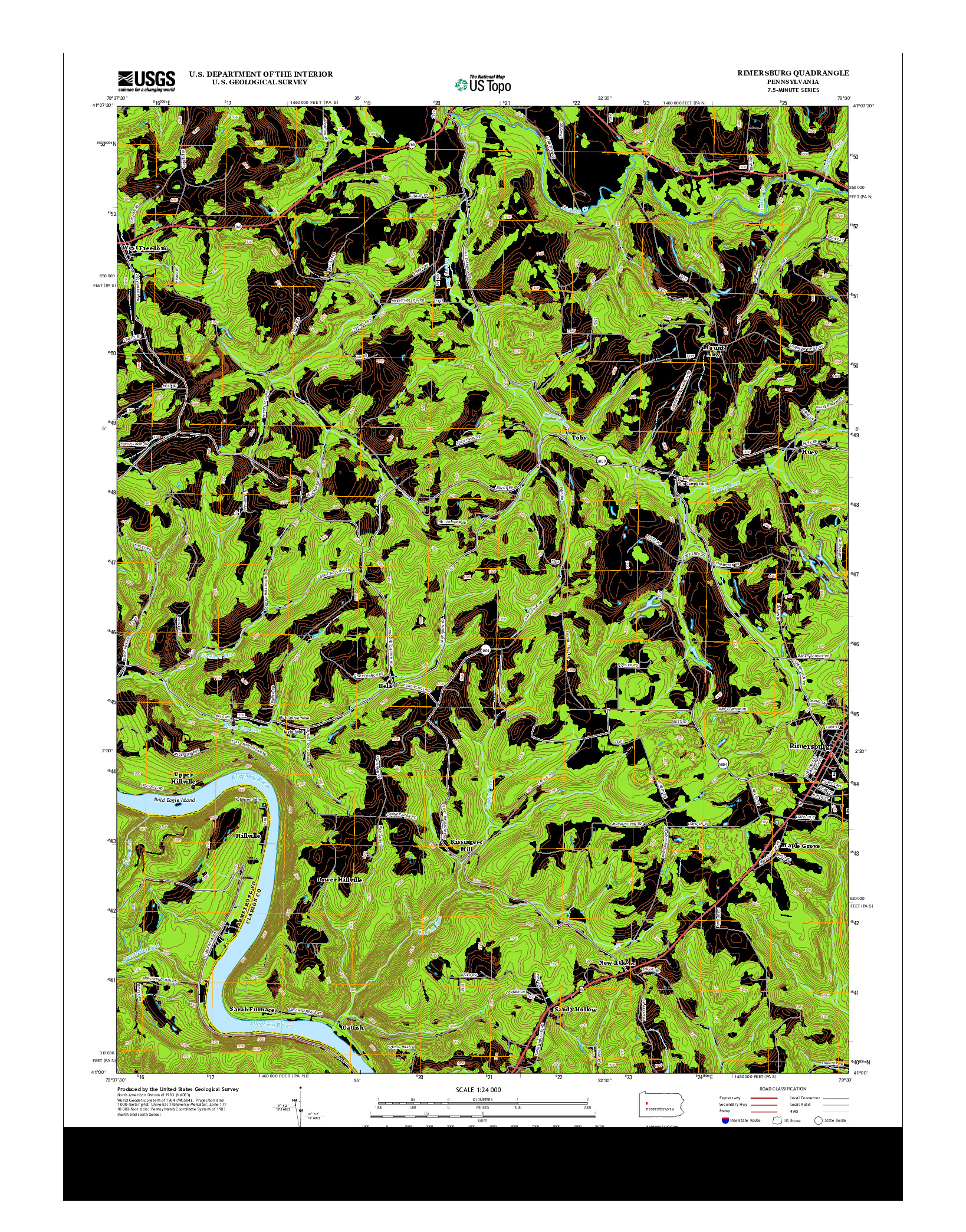 USGS US TOPO 7.5-MINUTE MAP FOR RIMERSBURG, PA 2013