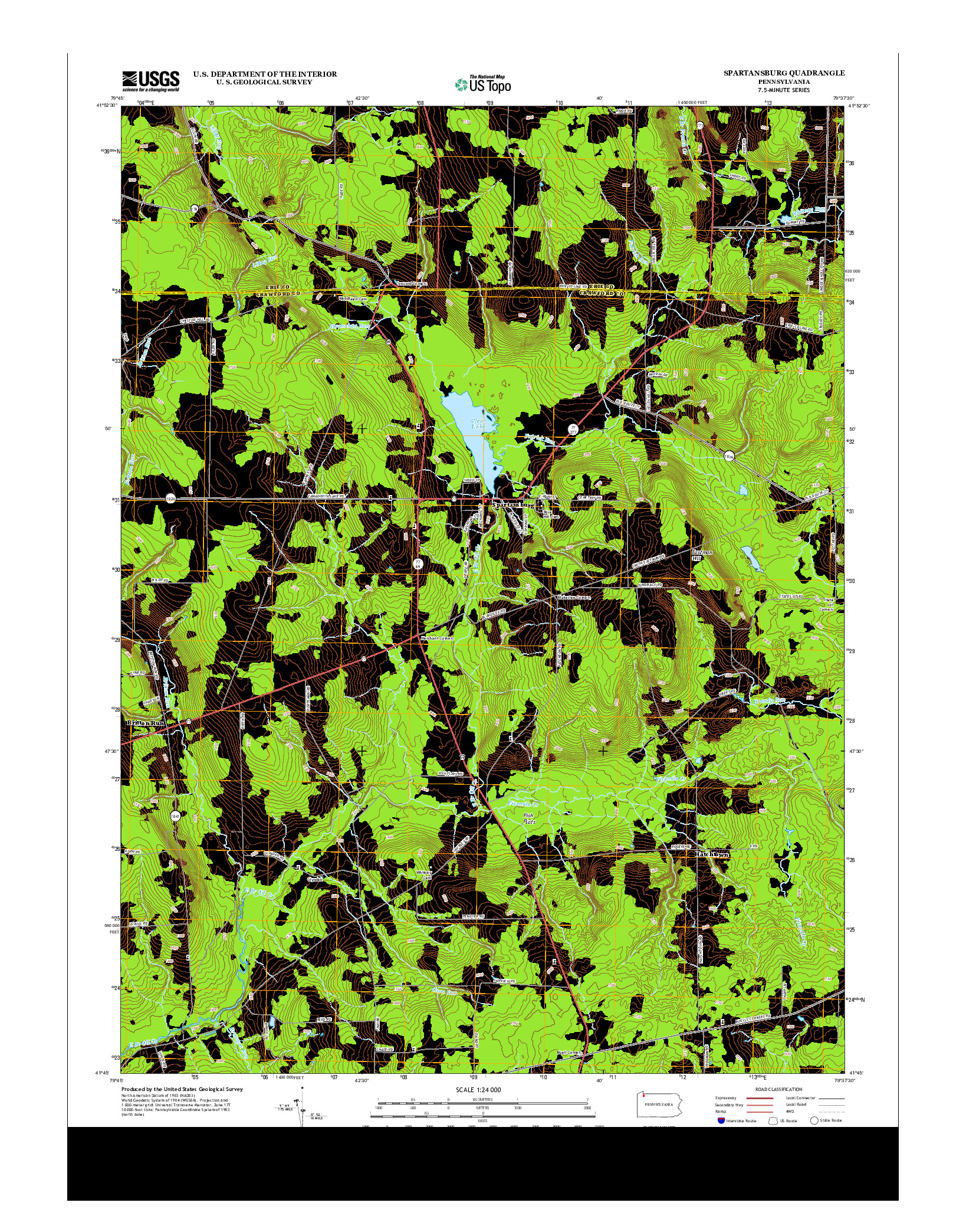 USGS US TOPO 7.5-MINUTE MAP FOR SPARTANSBURG, PA 2013
