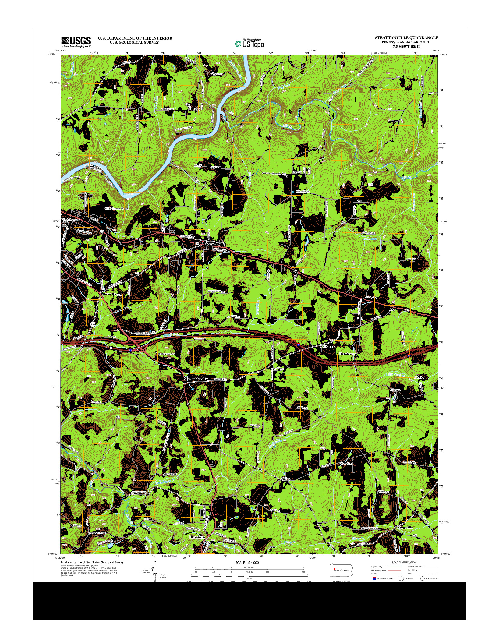 USGS US TOPO 7.5-MINUTE MAP FOR STRATTANVILLE, PA 2013