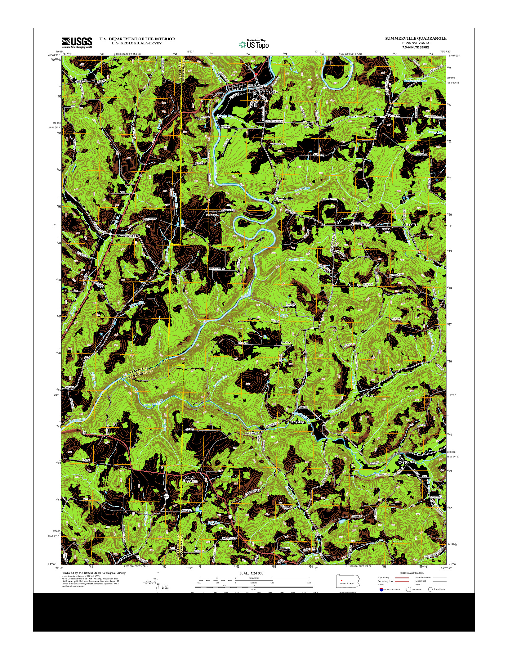 USGS US TOPO 7.5-MINUTE MAP FOR SUMMERVILLE, PA 2013