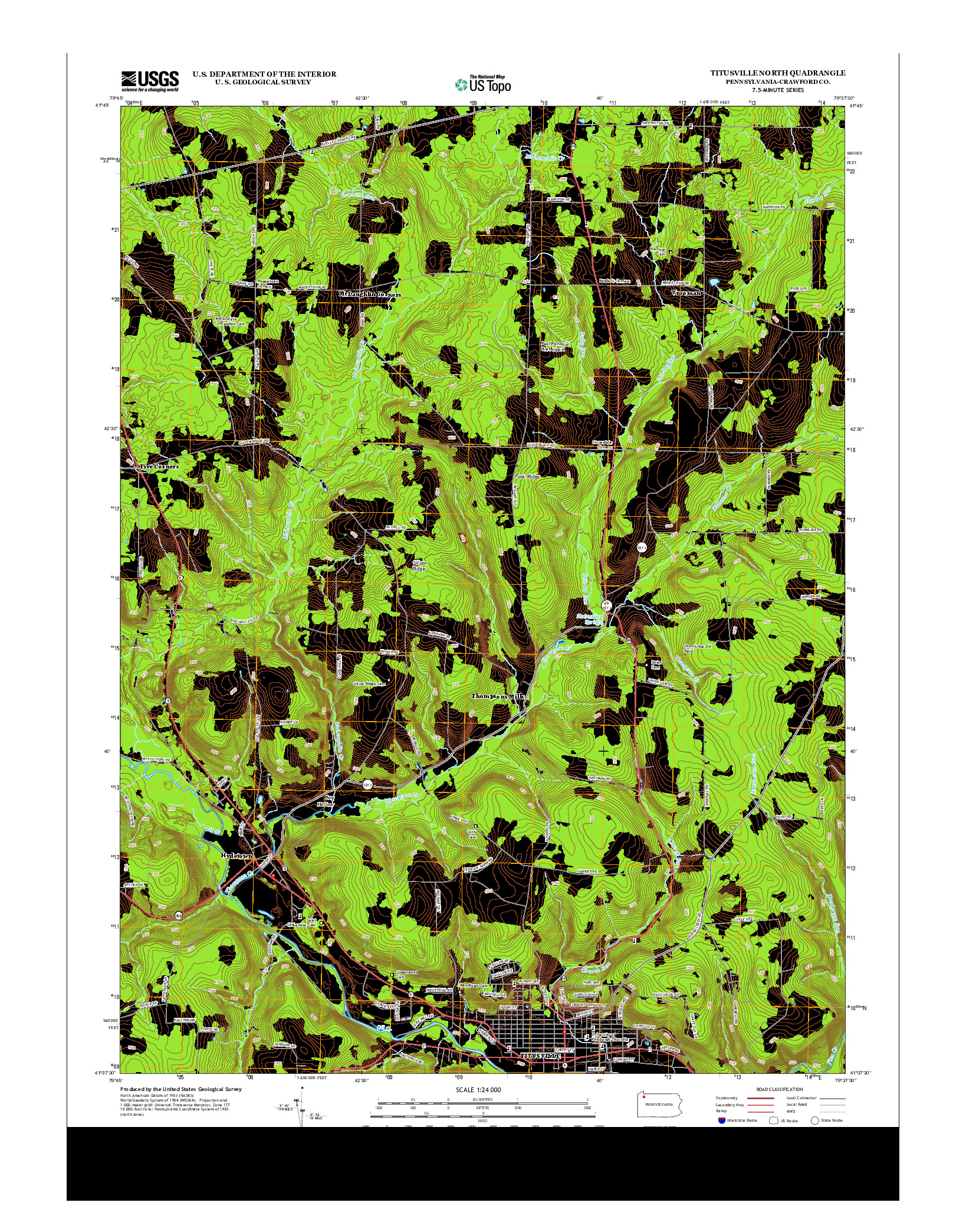 USGS US TOPO 7.5-MINUTE MAP FOR TITUSVILLE NORTH, PA 2013
