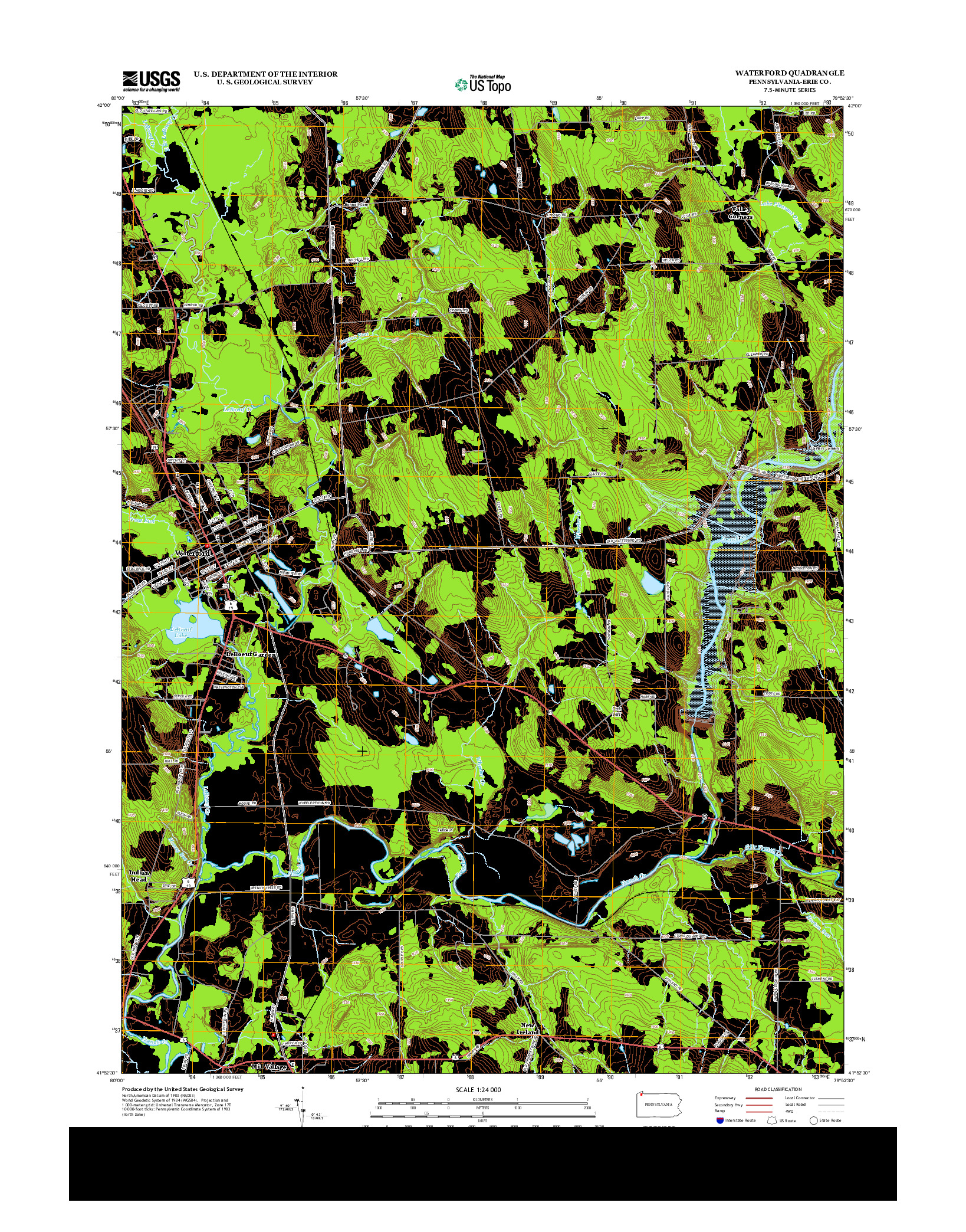 USGS US TOPO 7.5-MINUTE MAP FOR WATERFORD, PA 2013