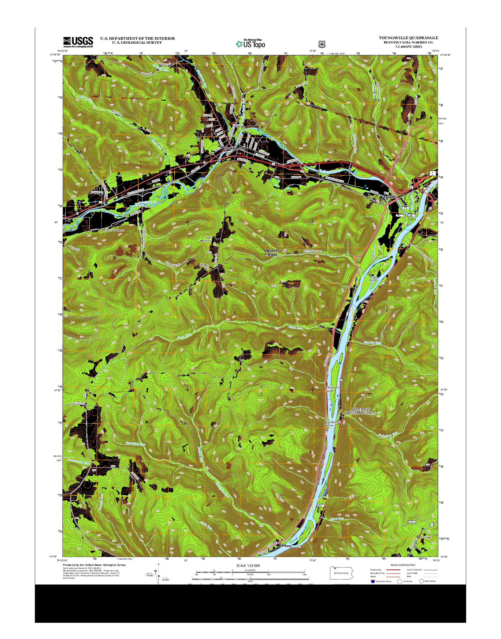 USGS US TOPO 7.5-MINUTE MAP FOR YOUNGSVILLE, PA 2013