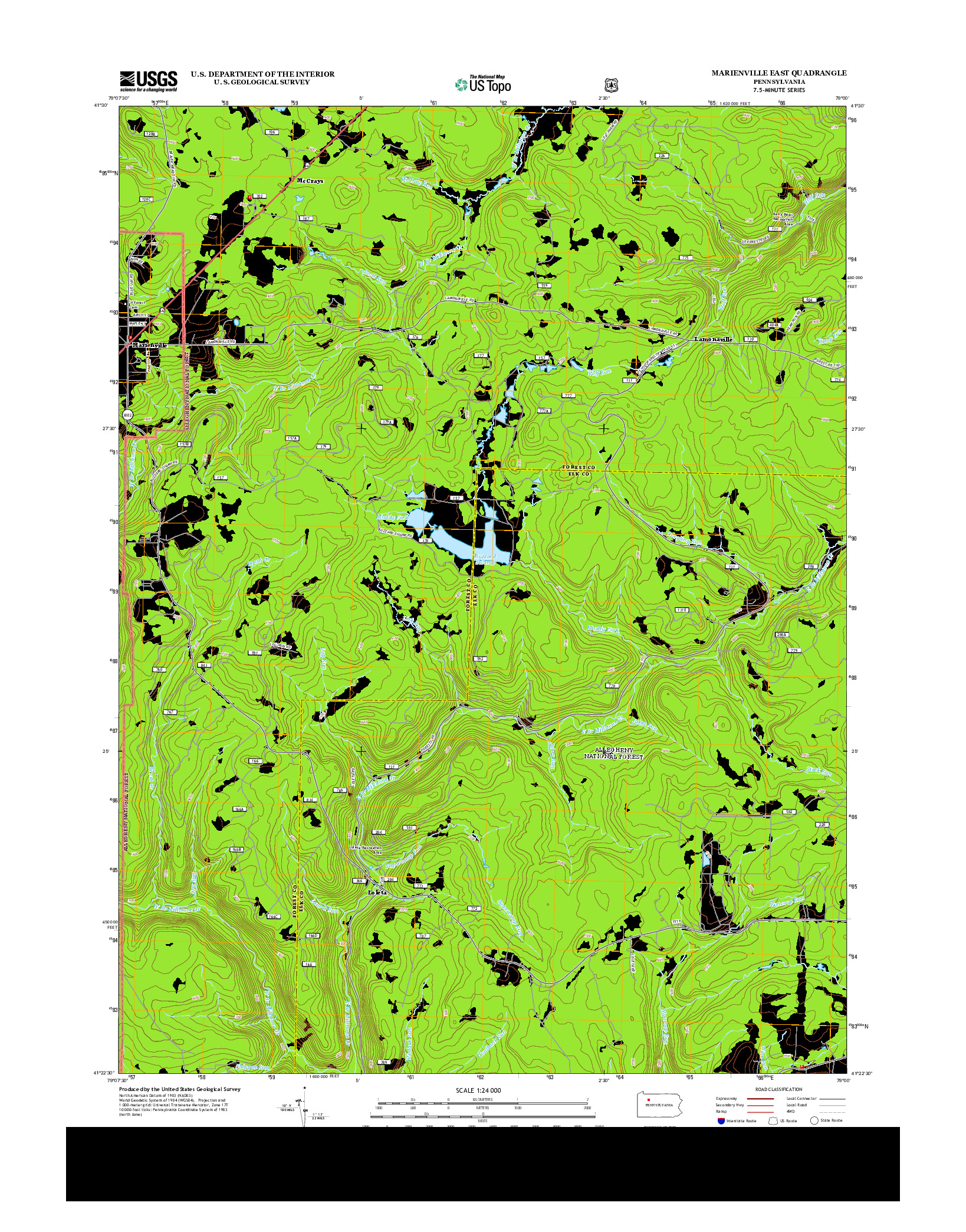 USGS US TOPO 7.5-MINUTE MAP FOR MARIENVILLE EAST, PA 2013