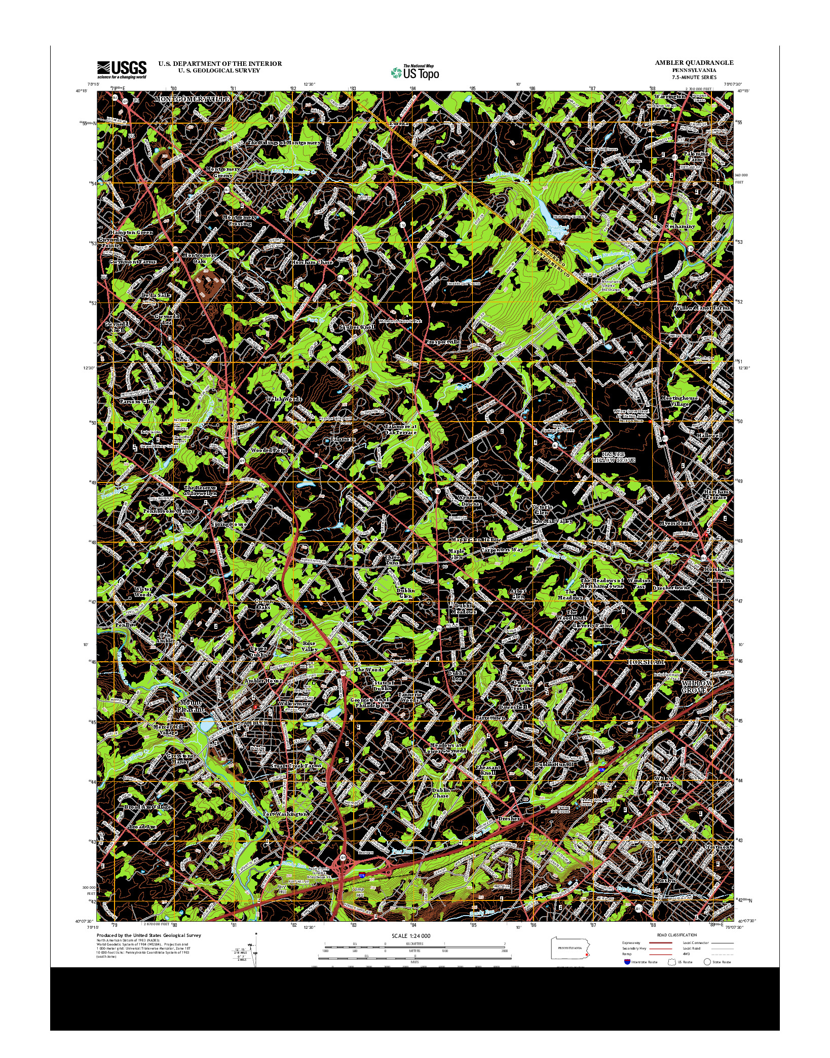 USGS US TOPO 7.5-MINUTE MAP FOR AMBLER, PA 2013