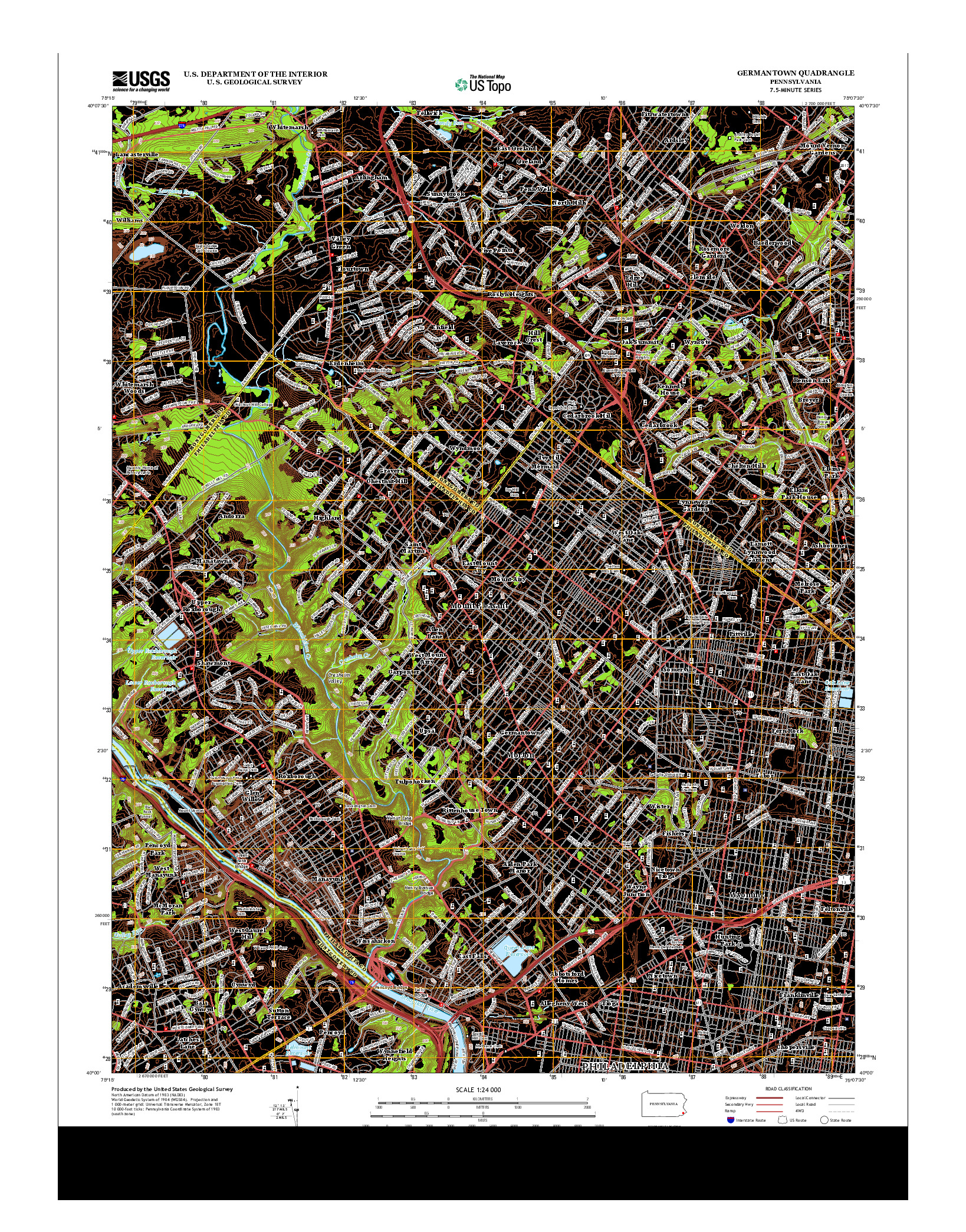 USGS US TOPO 7.5-MINUTE MAP FOR GERMANTOWN, PA 2013