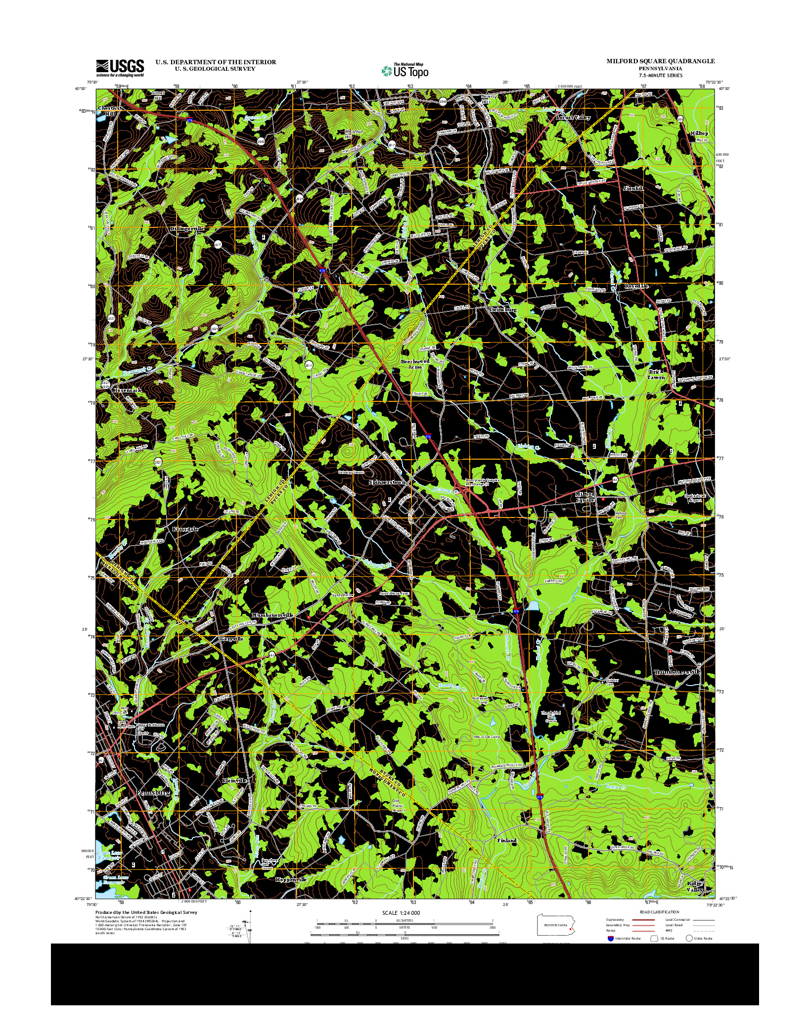 USGS US TOPO 7.5-MINUTE MAP FOR MILFORD SQUARE, PA 2013