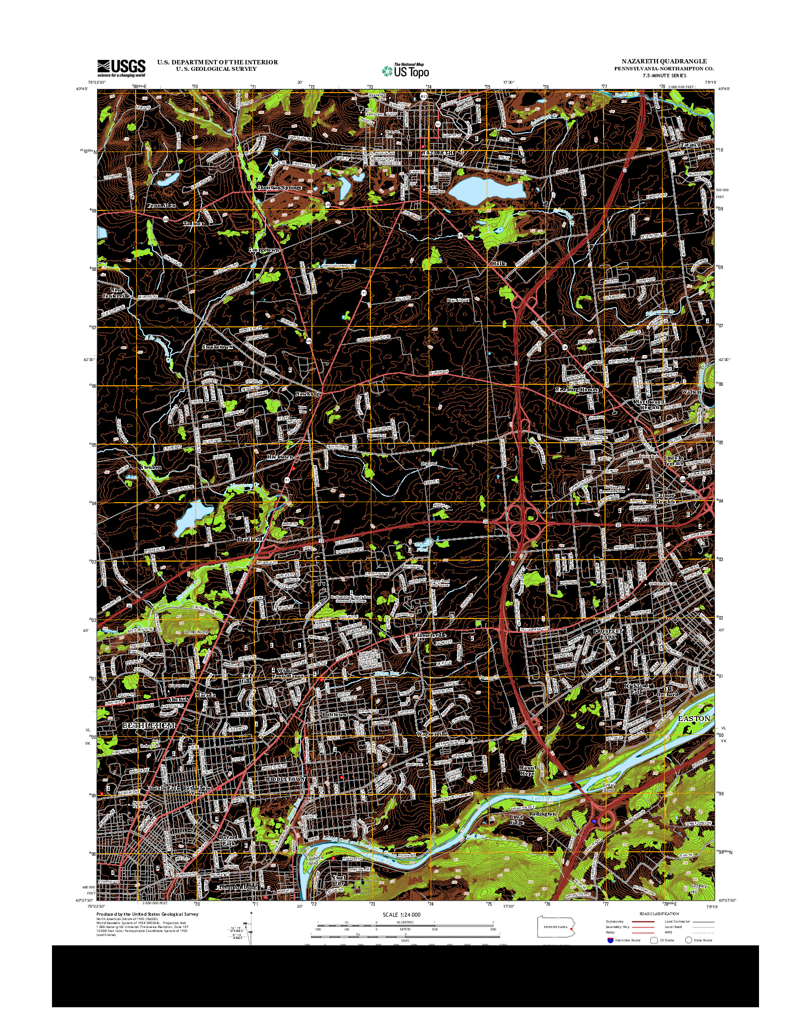 USGS US TOPO 7.5-MINUTE MAP FOR NAZARETH, PA 2013