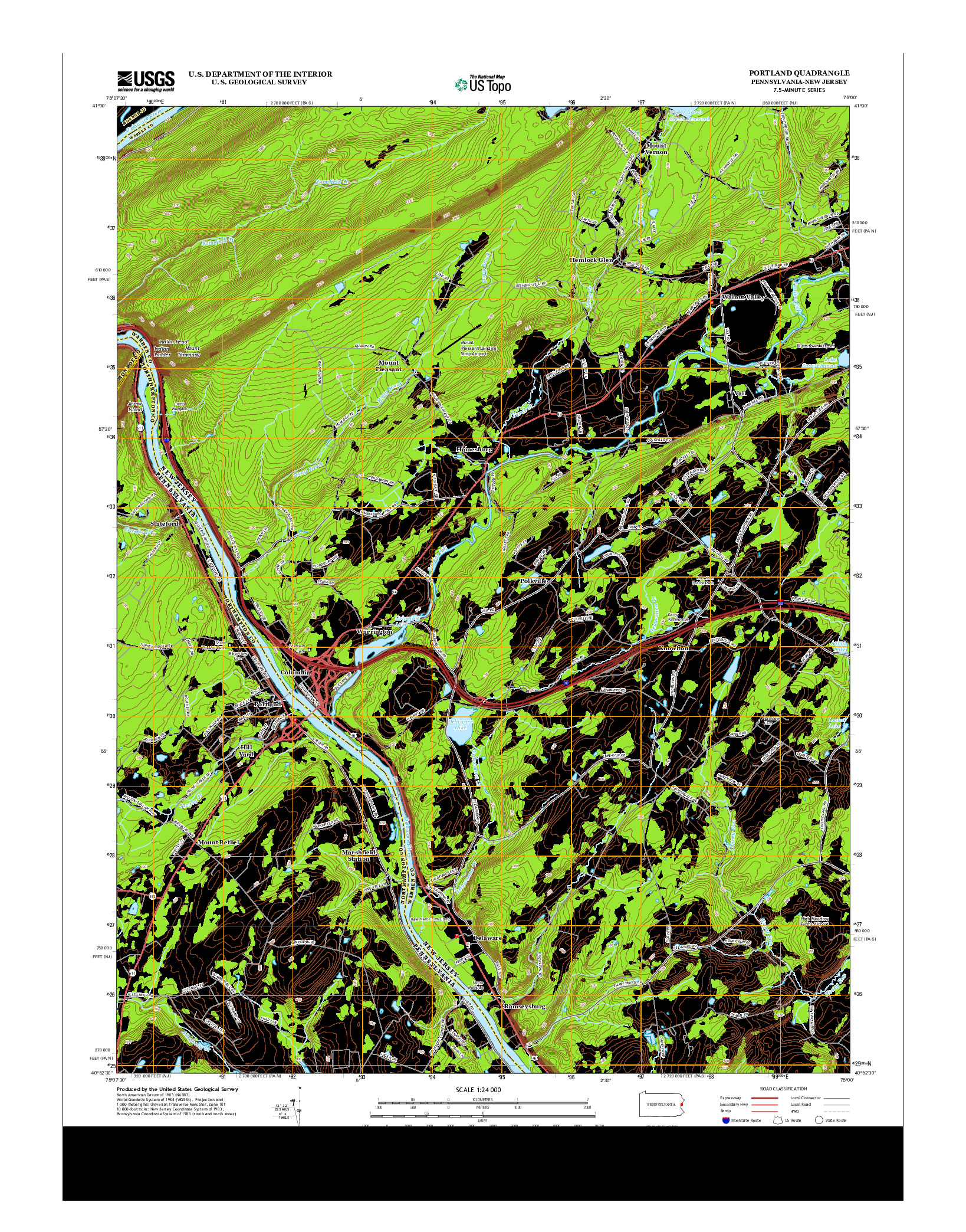 USGS US TOPO 7.5-MINUTE MAP FOR PORTLAND, PA-NJ 2013