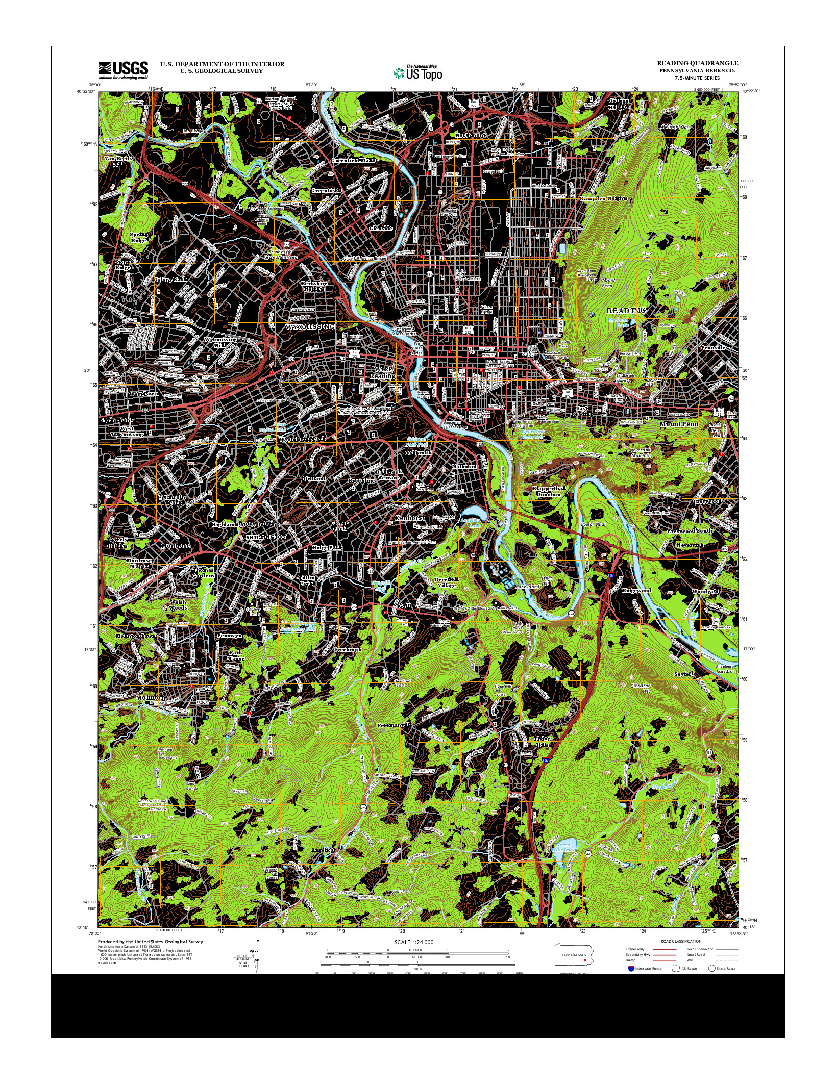 USGS US TOPO 7.5-MINUTE MAP FOR READING, PA 2013