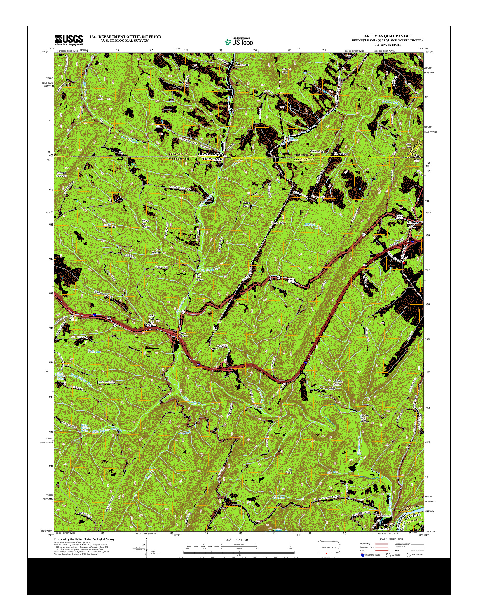 USGS US TOPO 7.5-MINUTE MAP FOR ARTEMAS, PA-MD-WV 2013