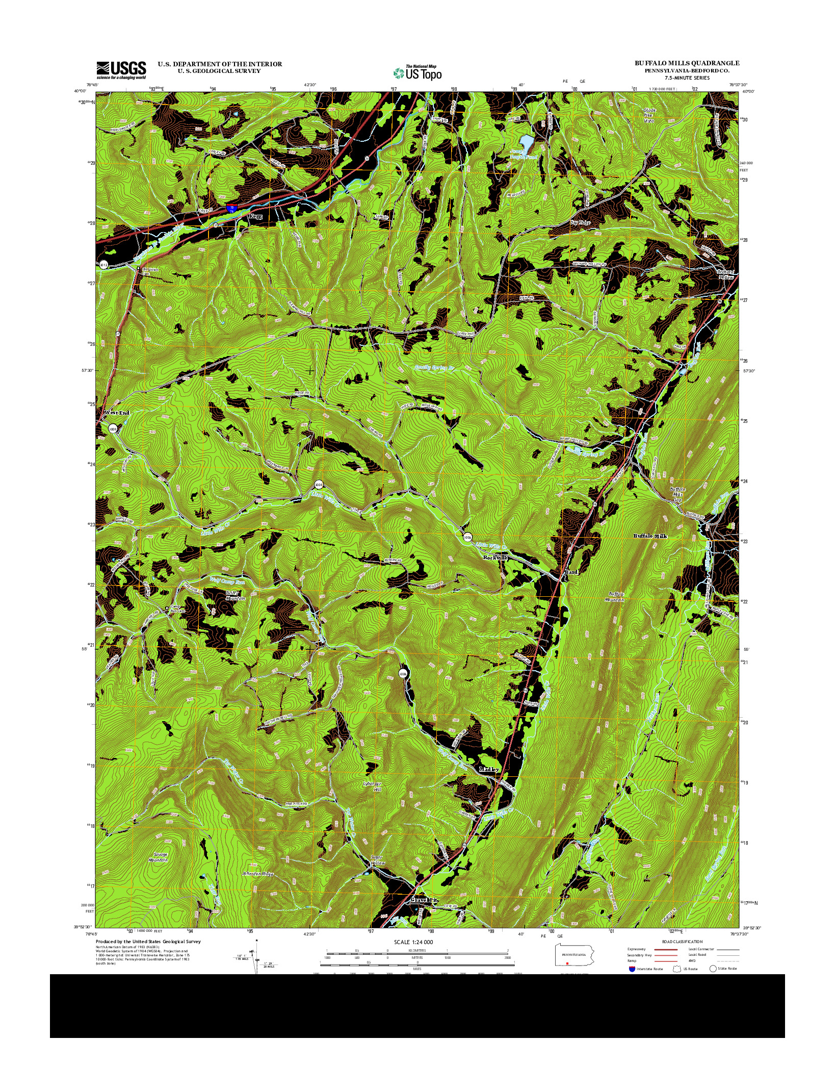 USGS US TOPO 7.5-MINUTE MAP FOR BUFFALO MILLS, PA 2013