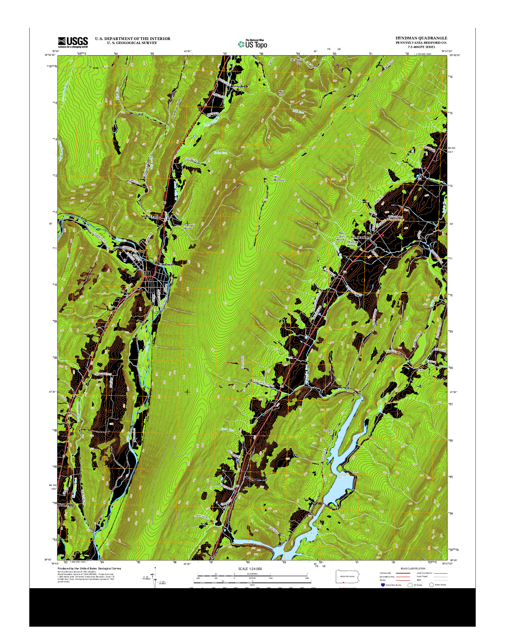 USGS US TOPO 7.5-MINUTE MAP FOR HYNDMAN, PA 2013