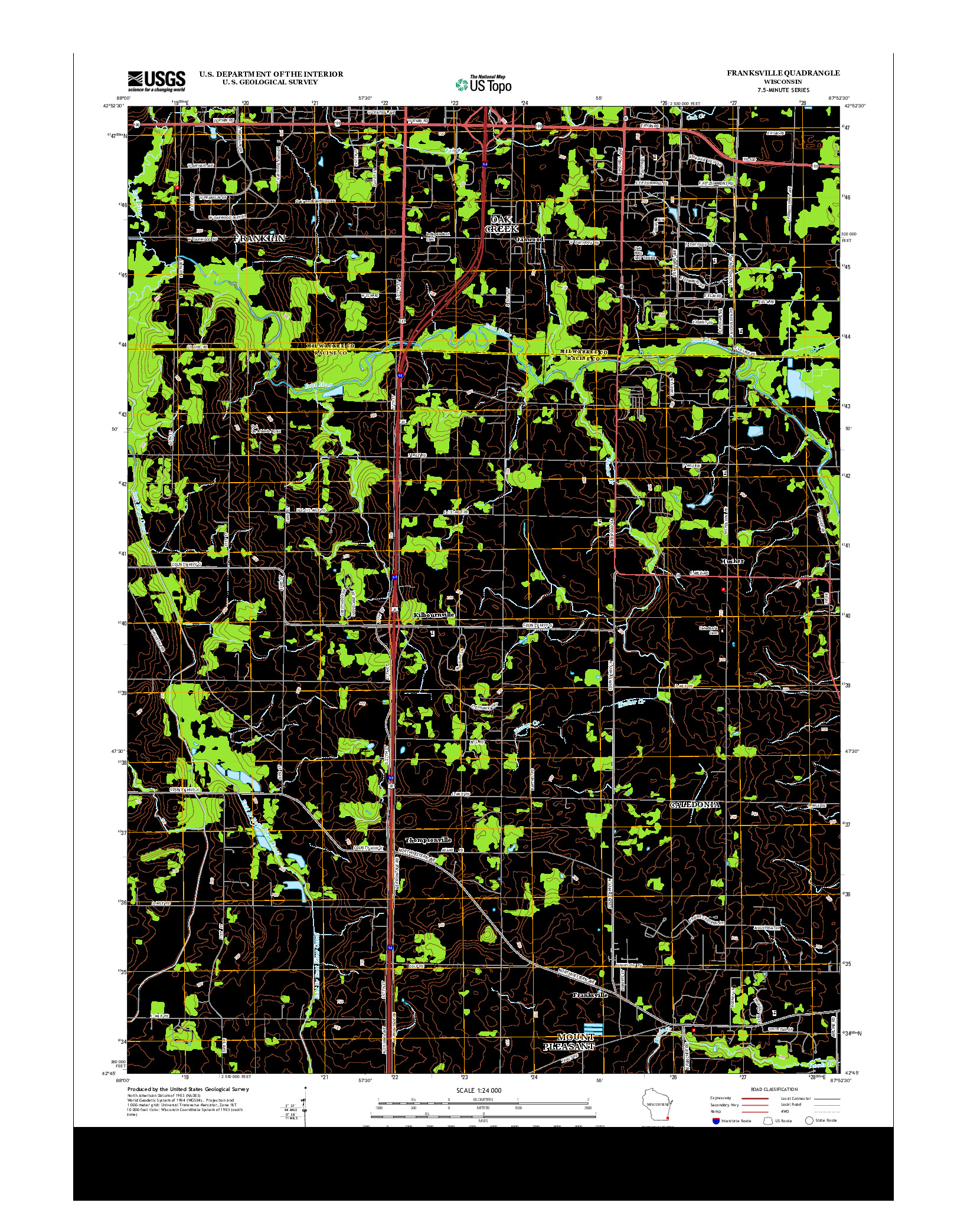 USGS US TOPO 7.5-MINUTE MAP FOR FRANKSVILLE, WI 2013