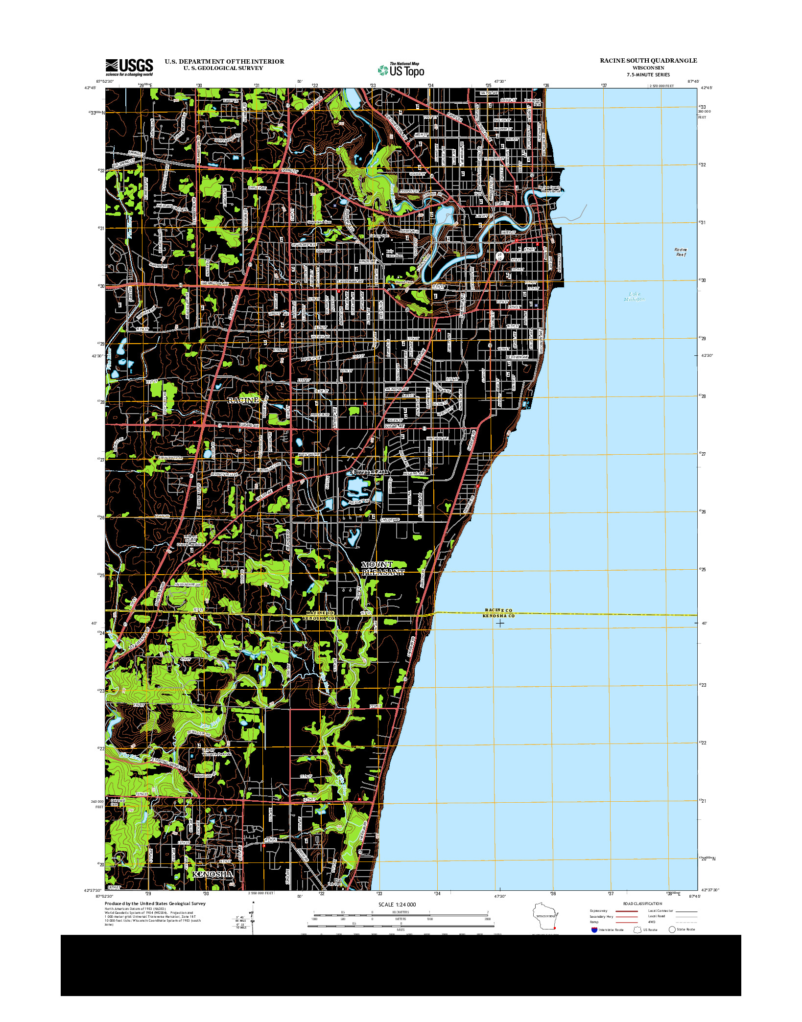 USGS US TOPO 7.5-MINUTE MAP FOR RACINE SOUTH, WI 2013