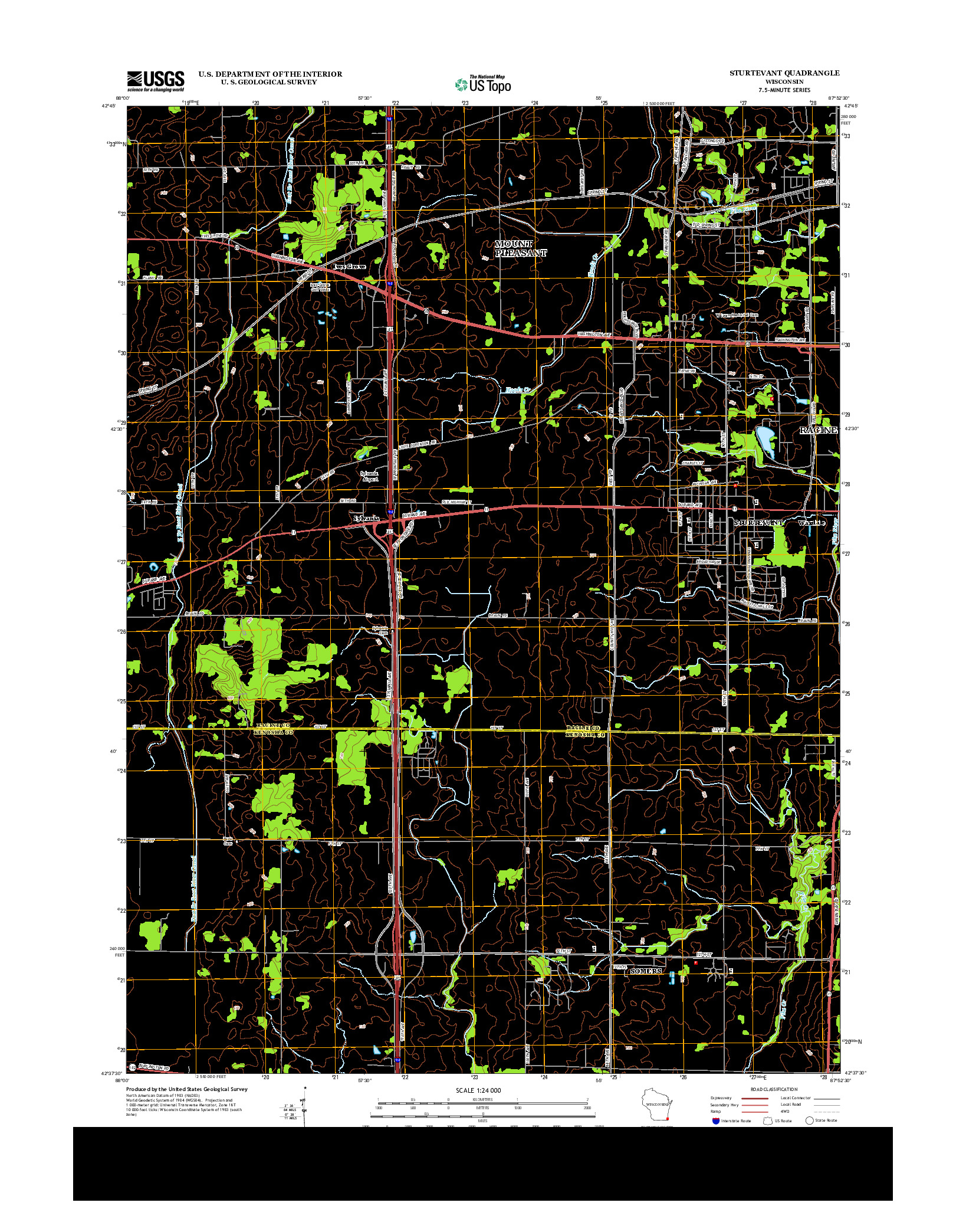 USGS US TOPO 7.5-MINUTE MAP FOR STURTEVANT, WI 2013