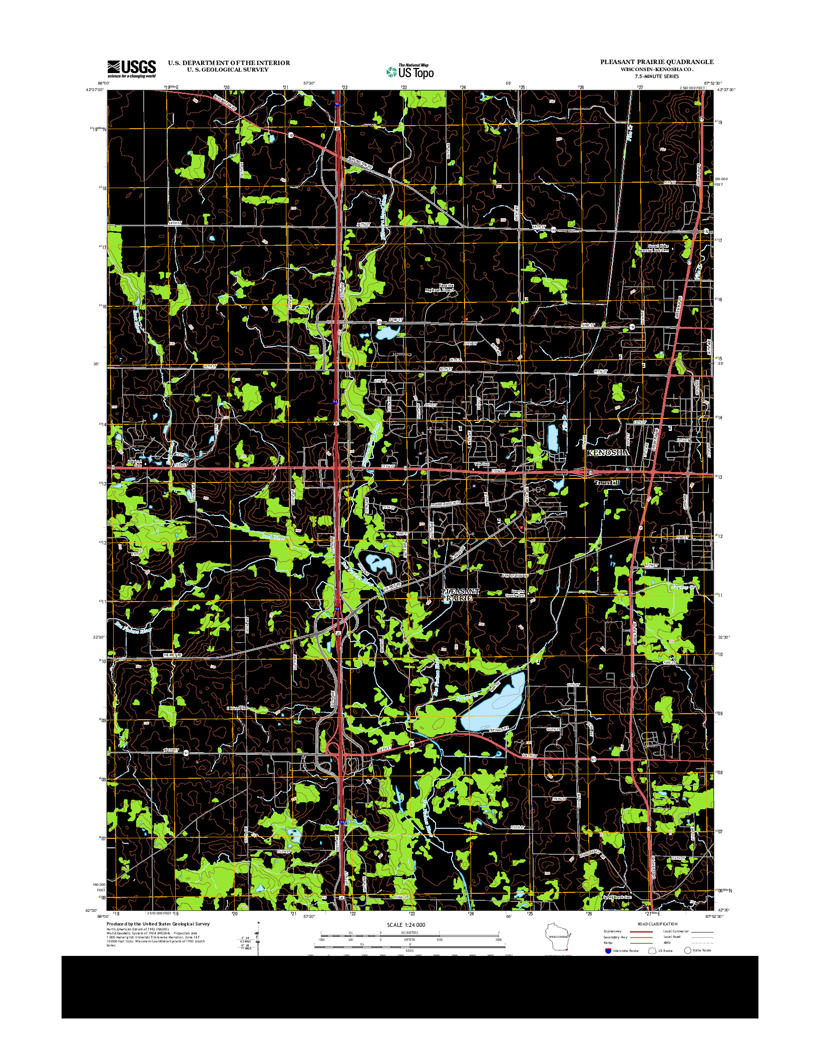 USGS US TOPO 7.5-MINUTE MAP FOR PLEASANT PRAIRIE, WI 2013