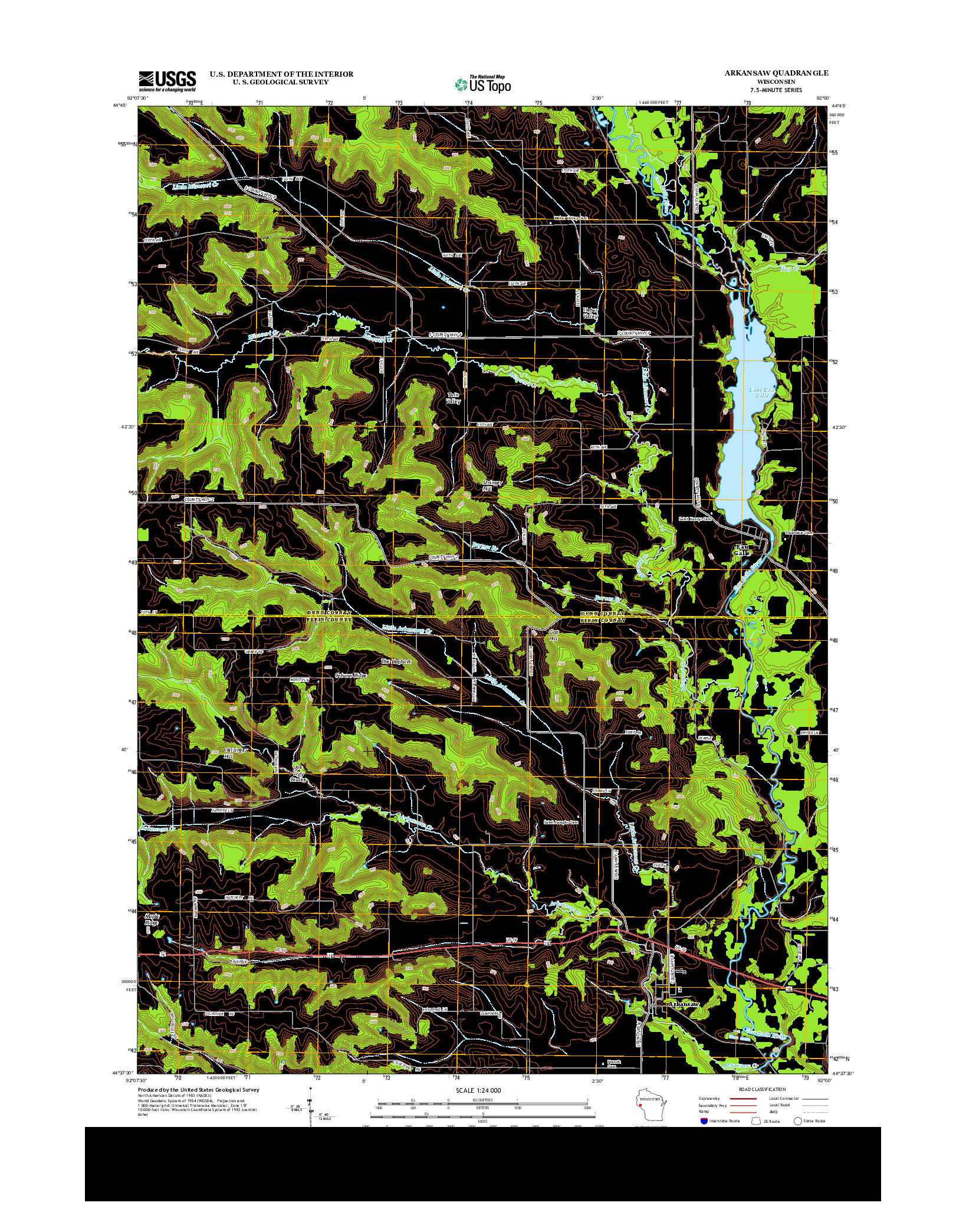 USGS US TOPO 7.5-MINUTE MAP FOR ARKANSAW, WI 2013