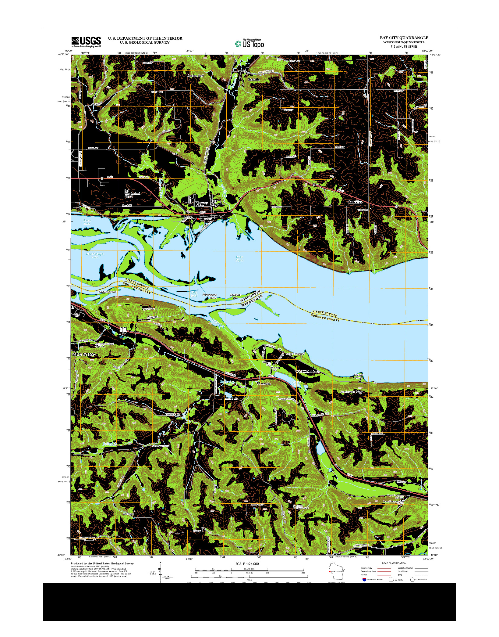 USGS US TOPO 7.5-MINUTE MAP FOR BAY CITY, WI-MN 2013
