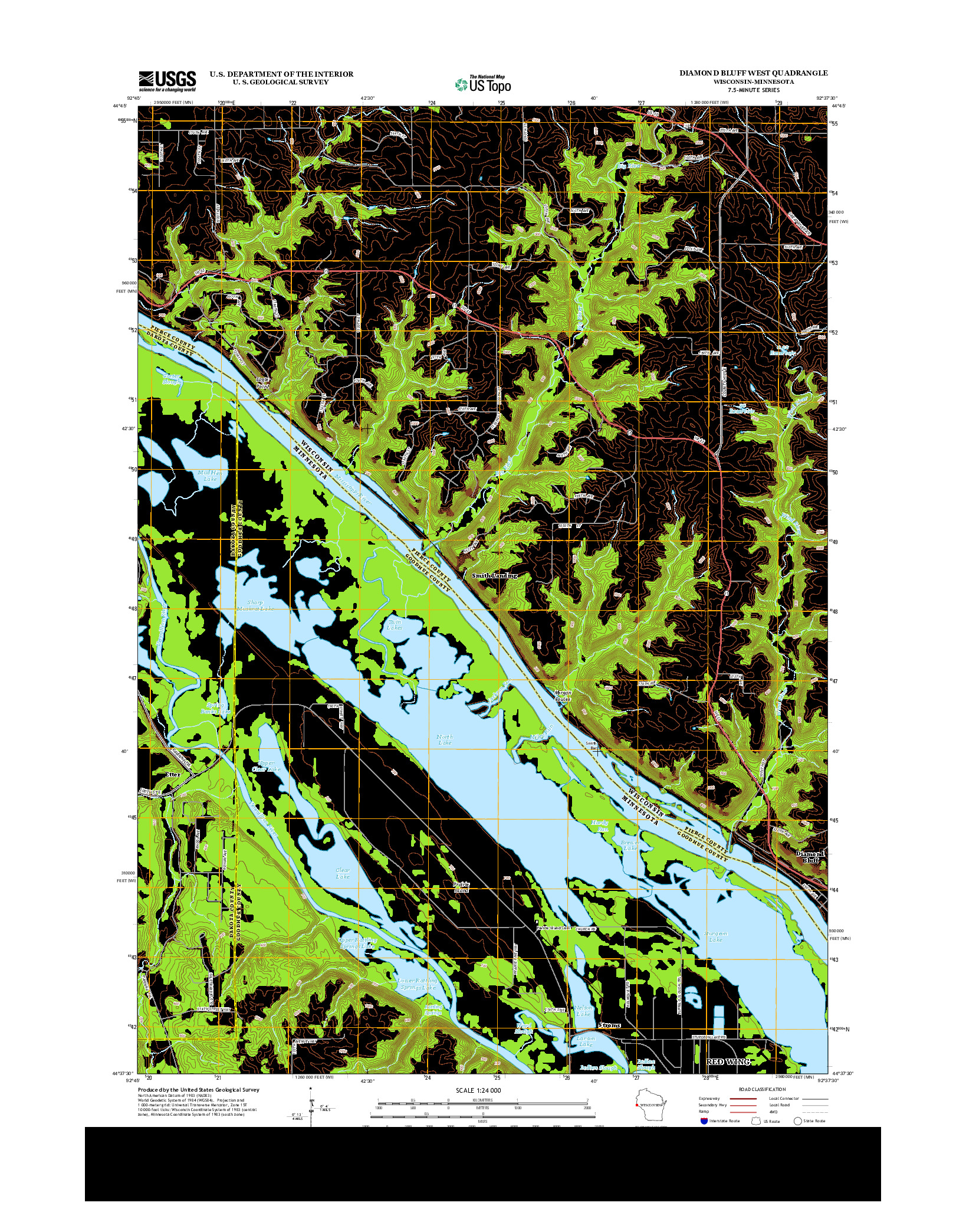 USGS US TOPO 7.5-MINUTE MAP FOR DIAMOND BLUFF WEST, WI-MN 2013