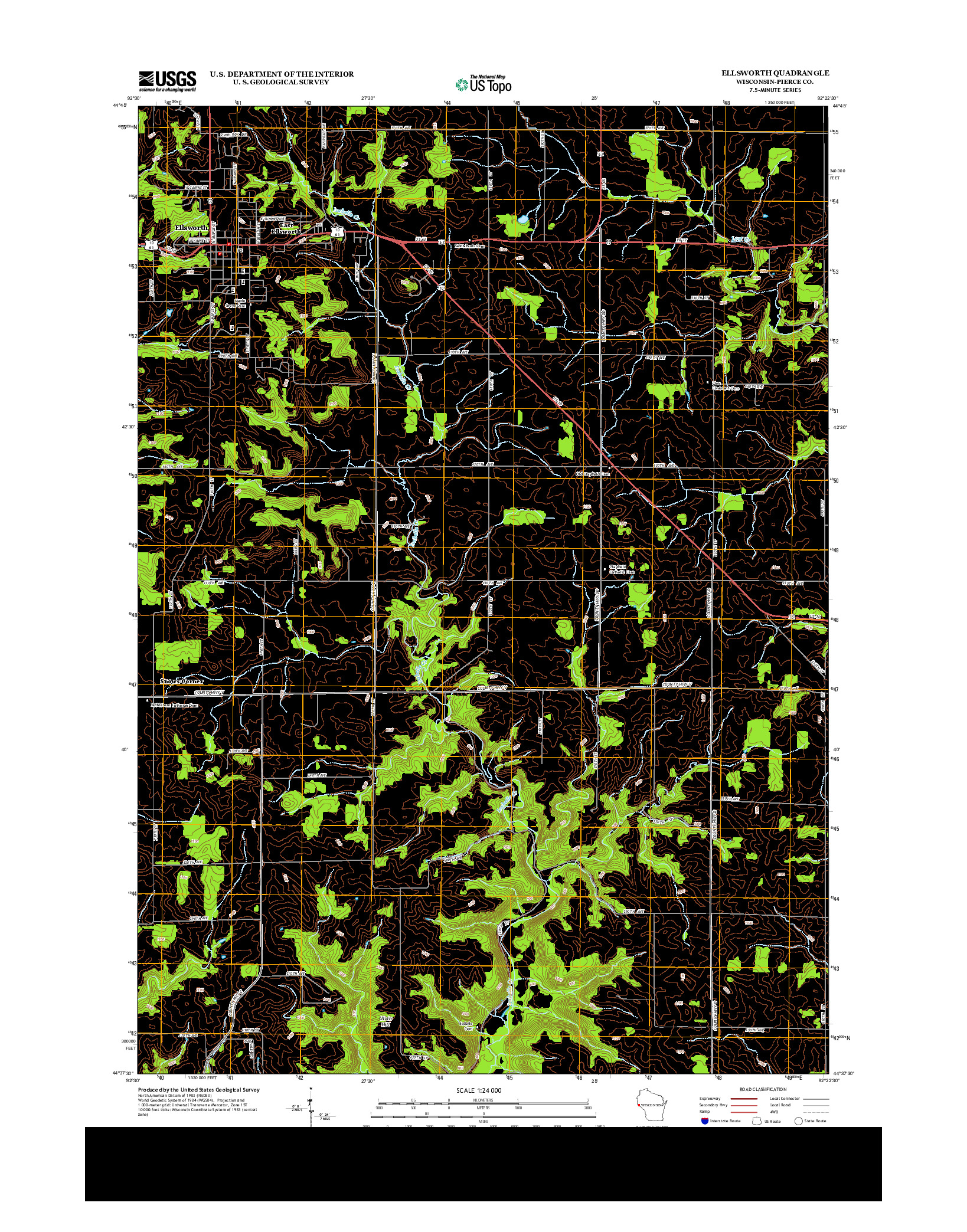 USGS US TOPO 7.5-MINUTE MAP FOR ELLSWORTH, WI 2013