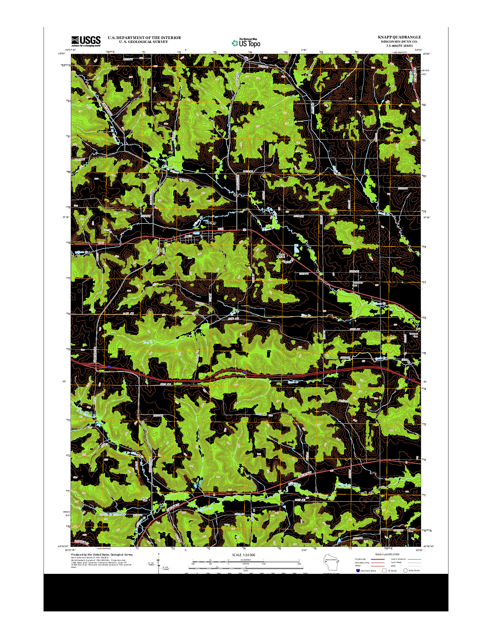 USGS US TOPO 7.5-MINUTE MAP FOR KNAPP, WI 2013