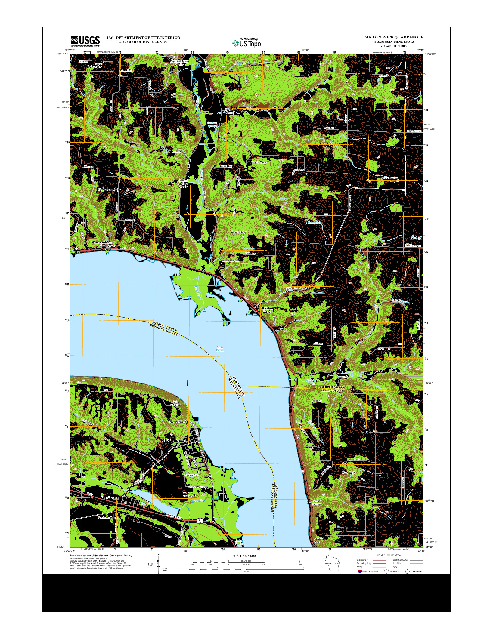 USGS US TOPO 7.5-MINUTE MAP FOR MAIDEN ROCK, WI-MN 2013
