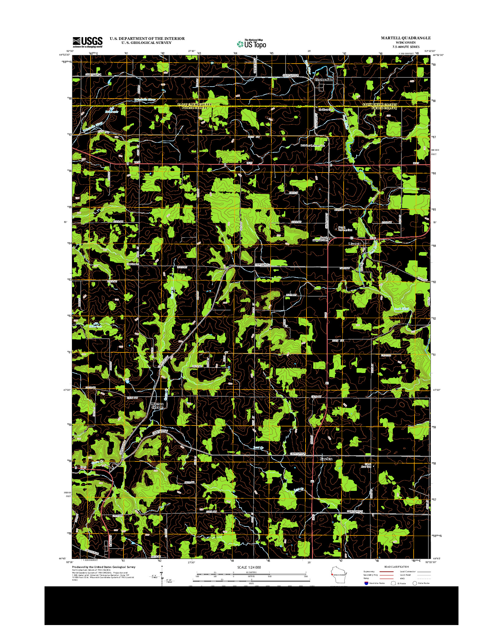 USGS US TOPO 7.5-MINUTE MAP FOR MARTELL, WI 2013