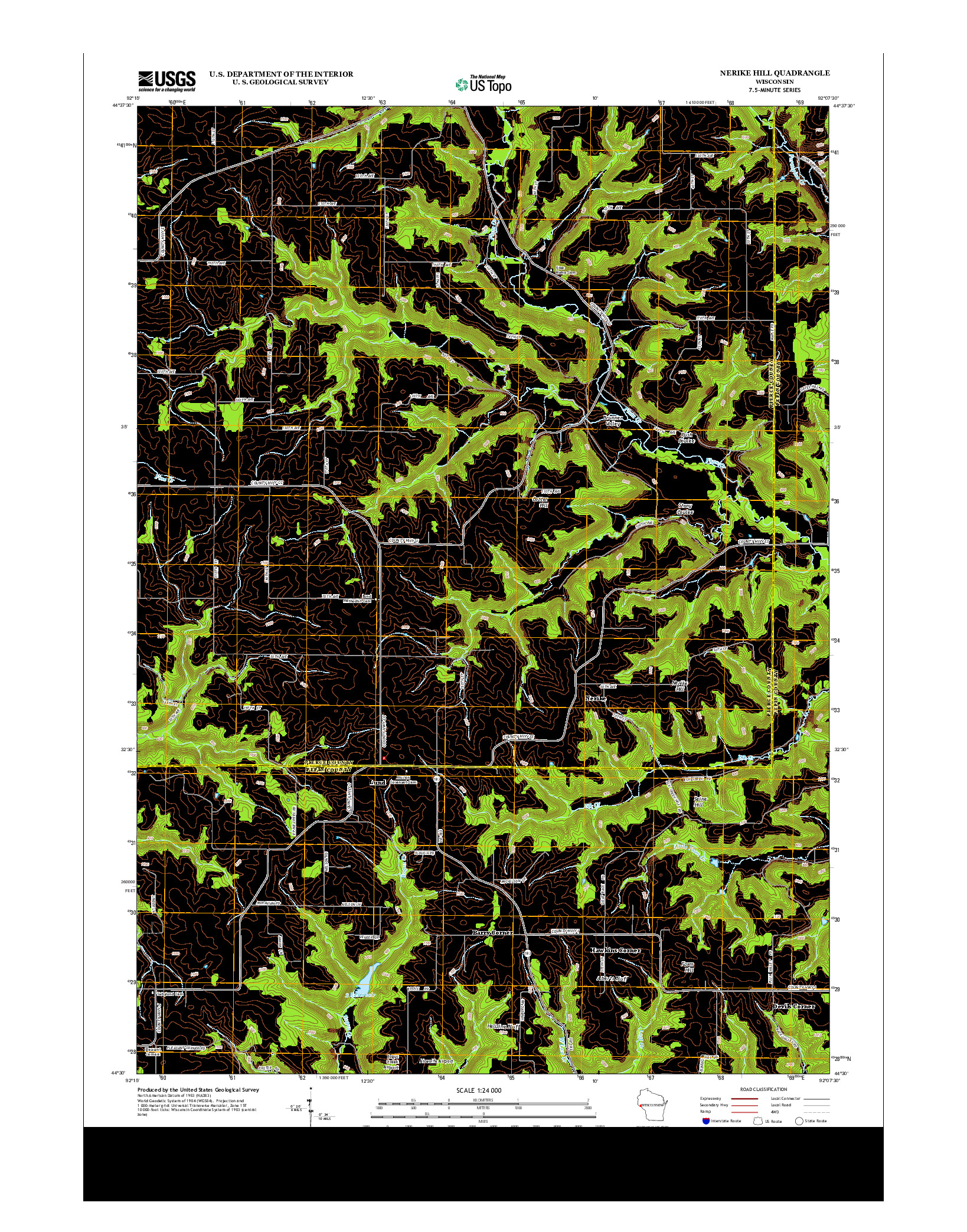 USGS US TOPO 7.5-MINUTE MAP FOR NERIKE HILL, WI 2013