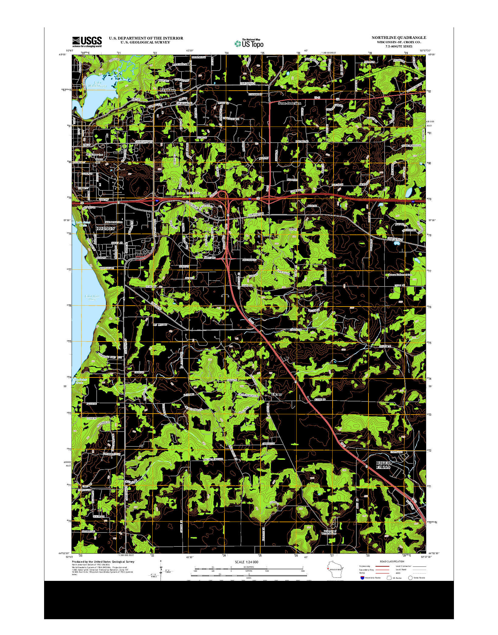 USGS US TOPO 7.5-MINUTE MAP FOR NORTHLINE, WI 2013