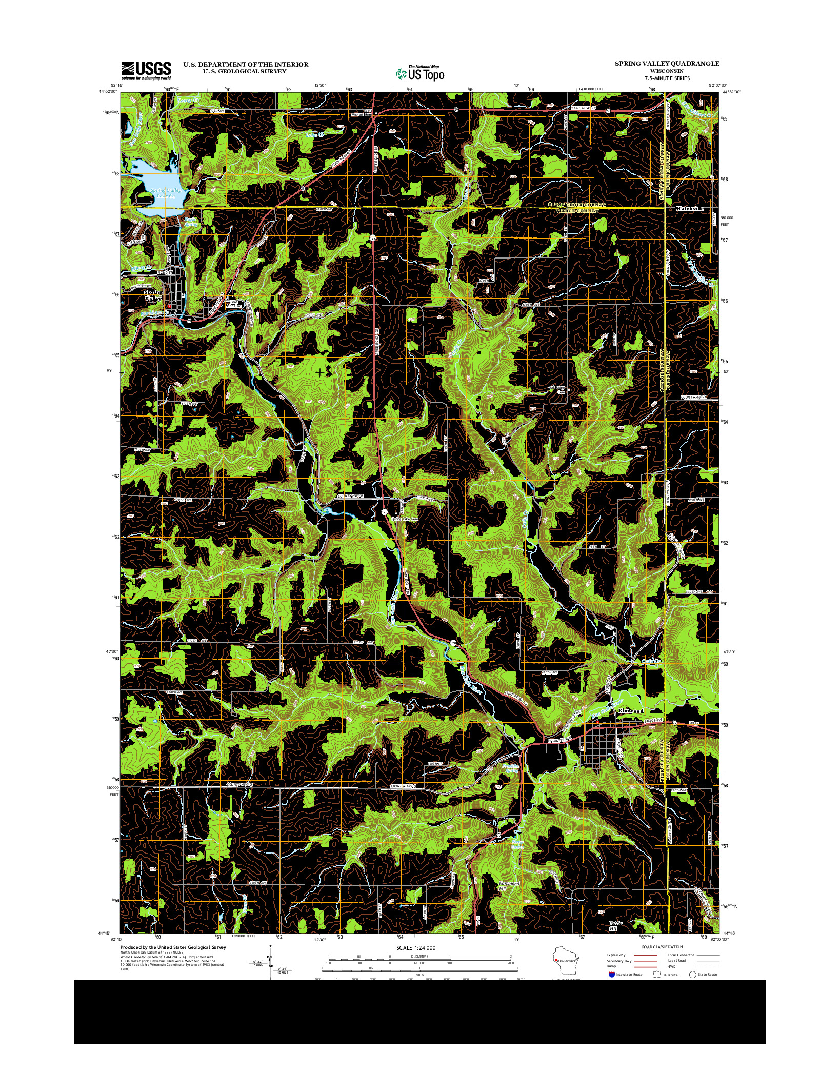 USGS US TOPO 7.5-MINUTE MAP FOR SPRING VALLEY, WI 2013