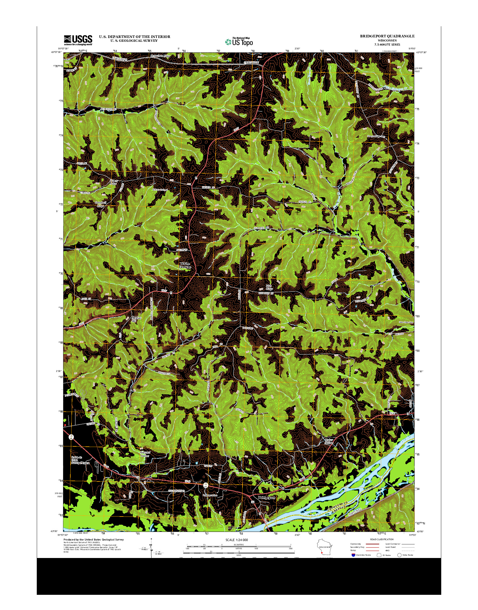 USGS US TOPO 7.5-MINUTE MAP FOR BRIDGEPORT, WI 2013