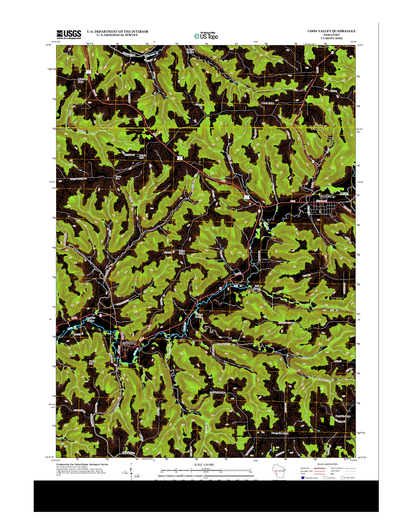 USGS US TOPO 7.5-MINUTE MAP FOR COON VALLEY, WI 2013