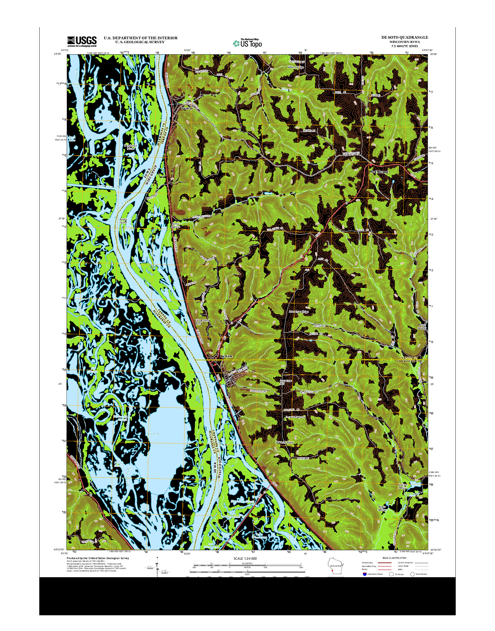 USGS US TOPO 7.5-MINUTE MAP FOR DE SOTO, WI-IA 2013