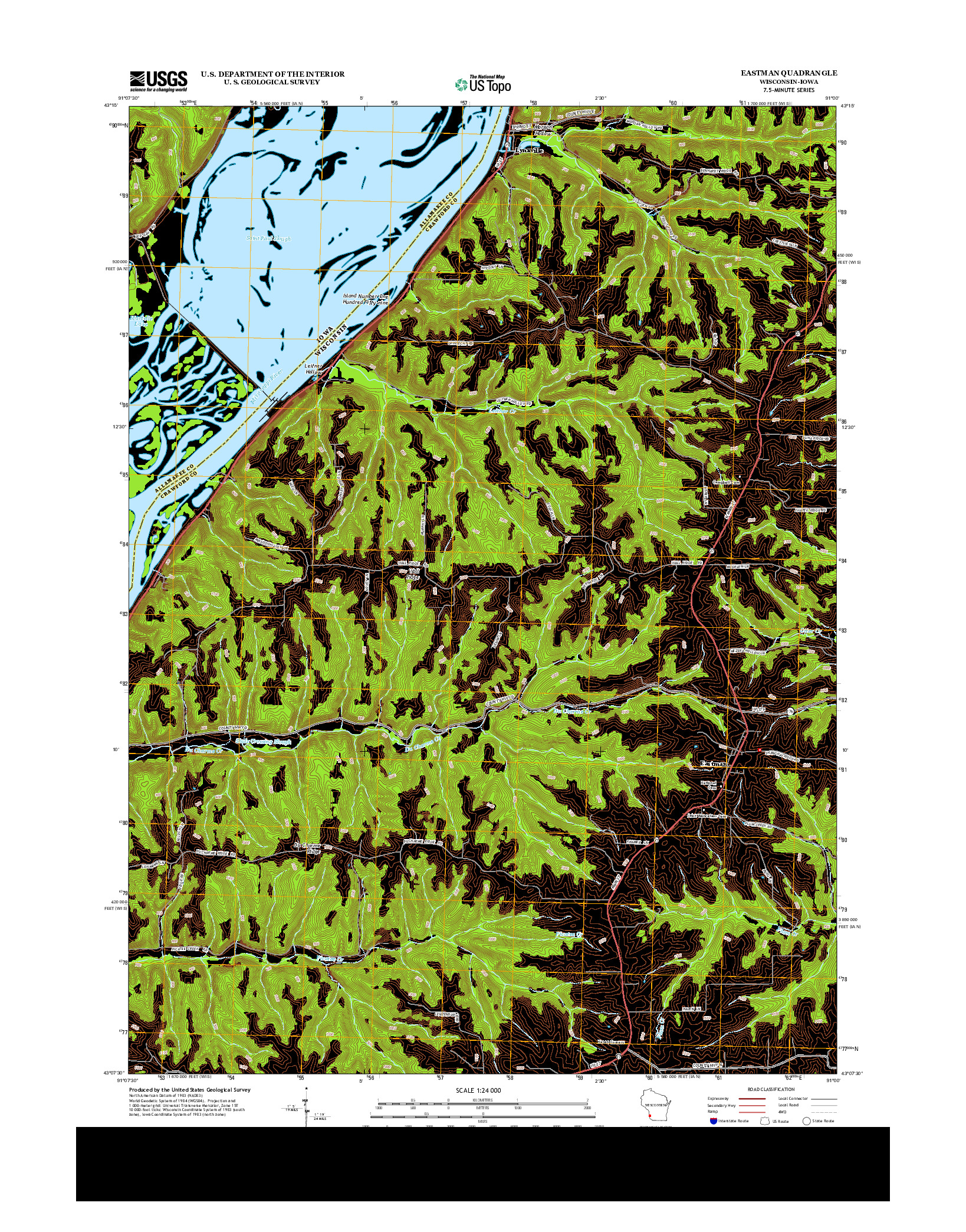 USGS US TOPO 7.5-MINUTE MAP FOR EASTMAN, WI-IA 2013