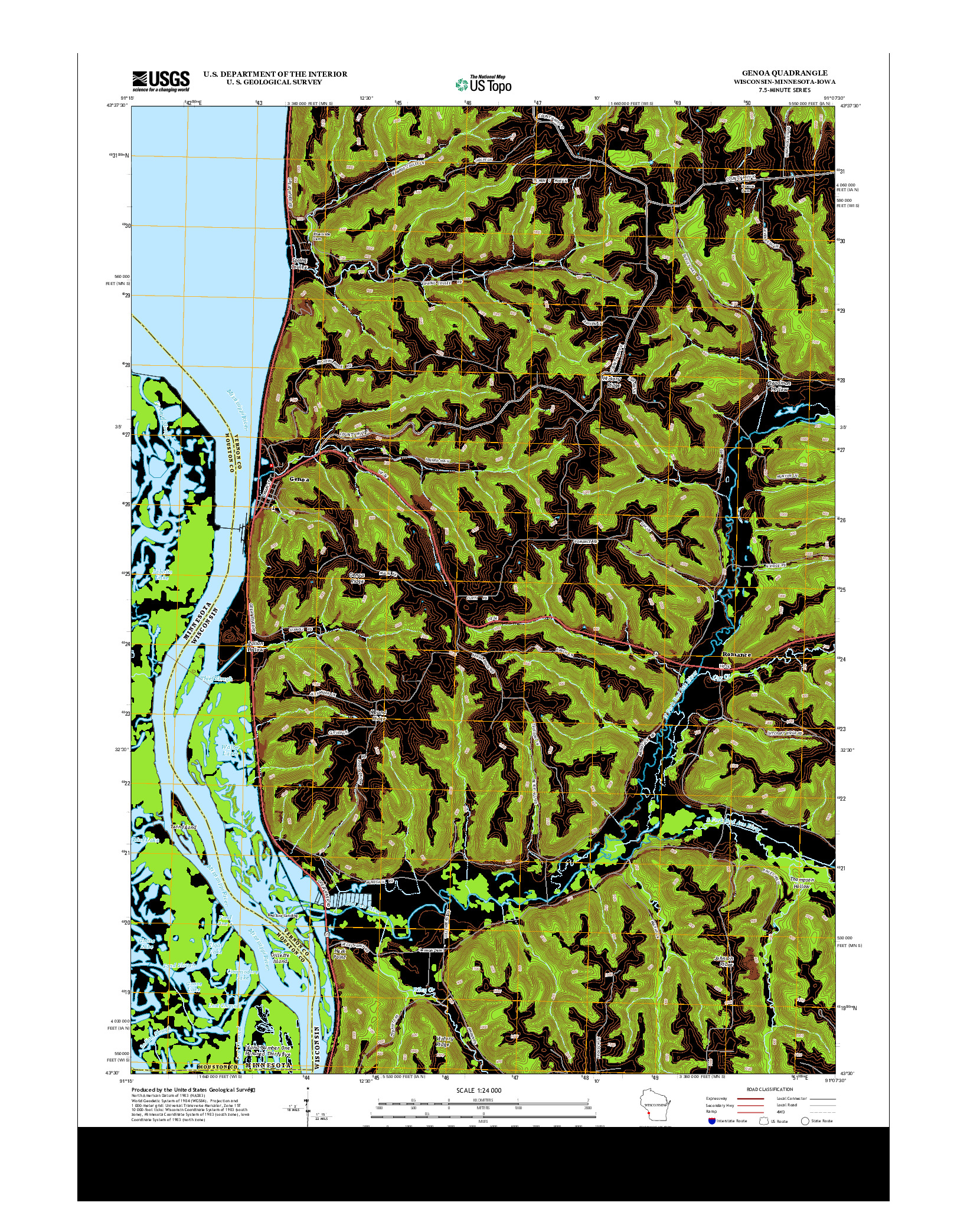 USGS US TOPO 7.5-MINUTE MAP FOR GENOA, WI-MN-IA 2013
