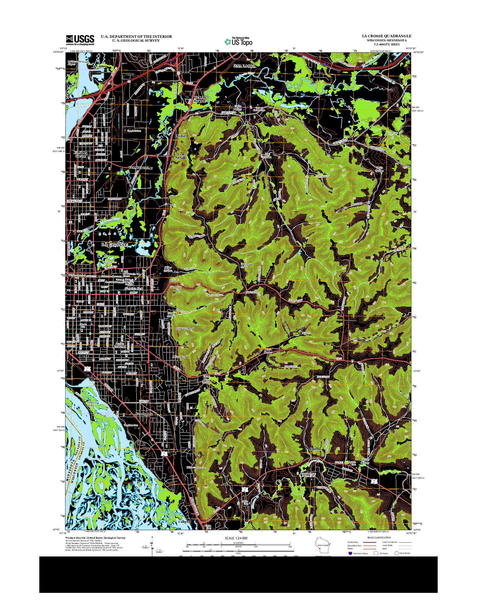 USGS US TOPO 7.5-MINUTE MAP FOR LA CROSSE, WI-MN 2013