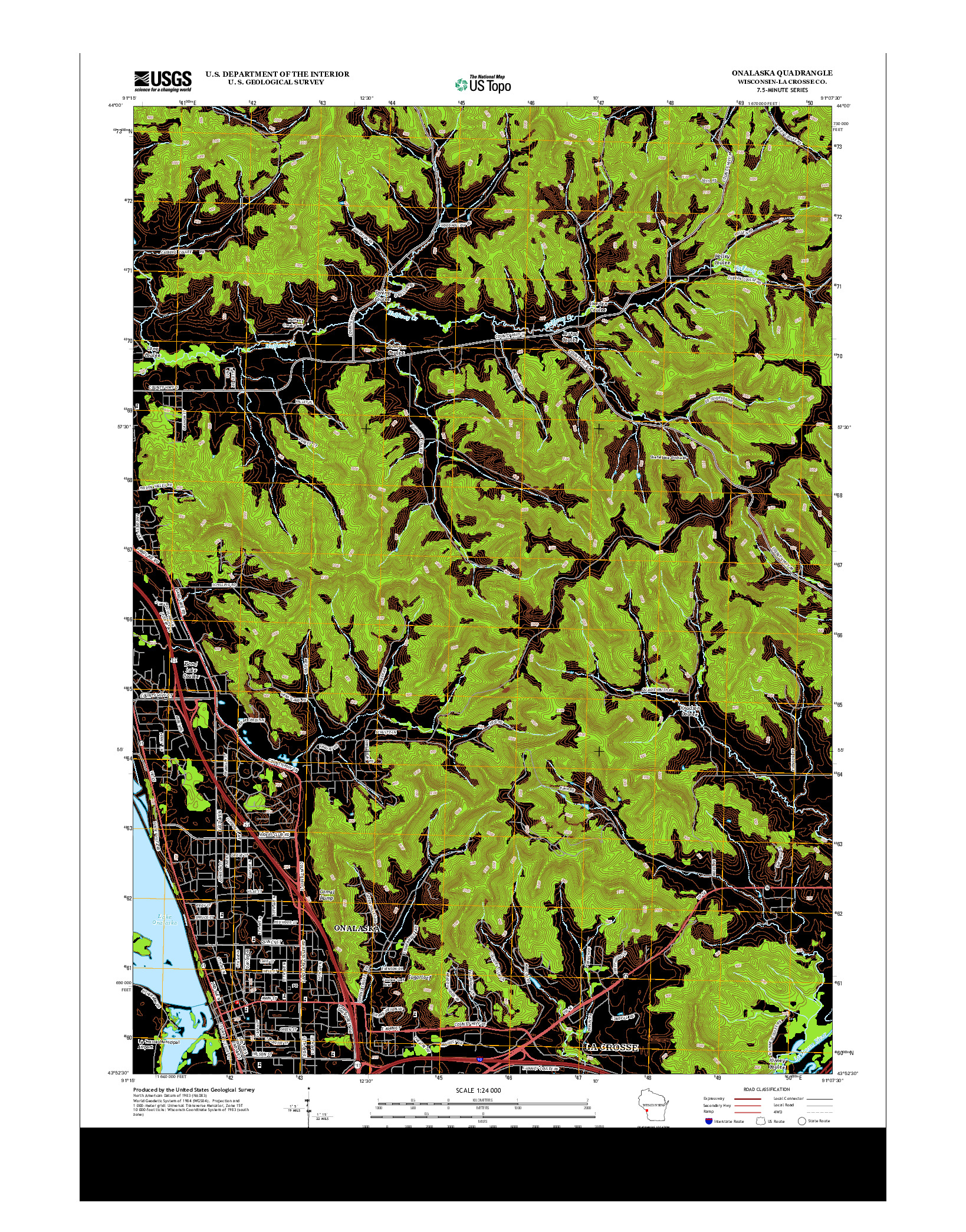 USGS US TOPO 7.5-MINUTE MAP FOR ONALASKA, WI 2013
