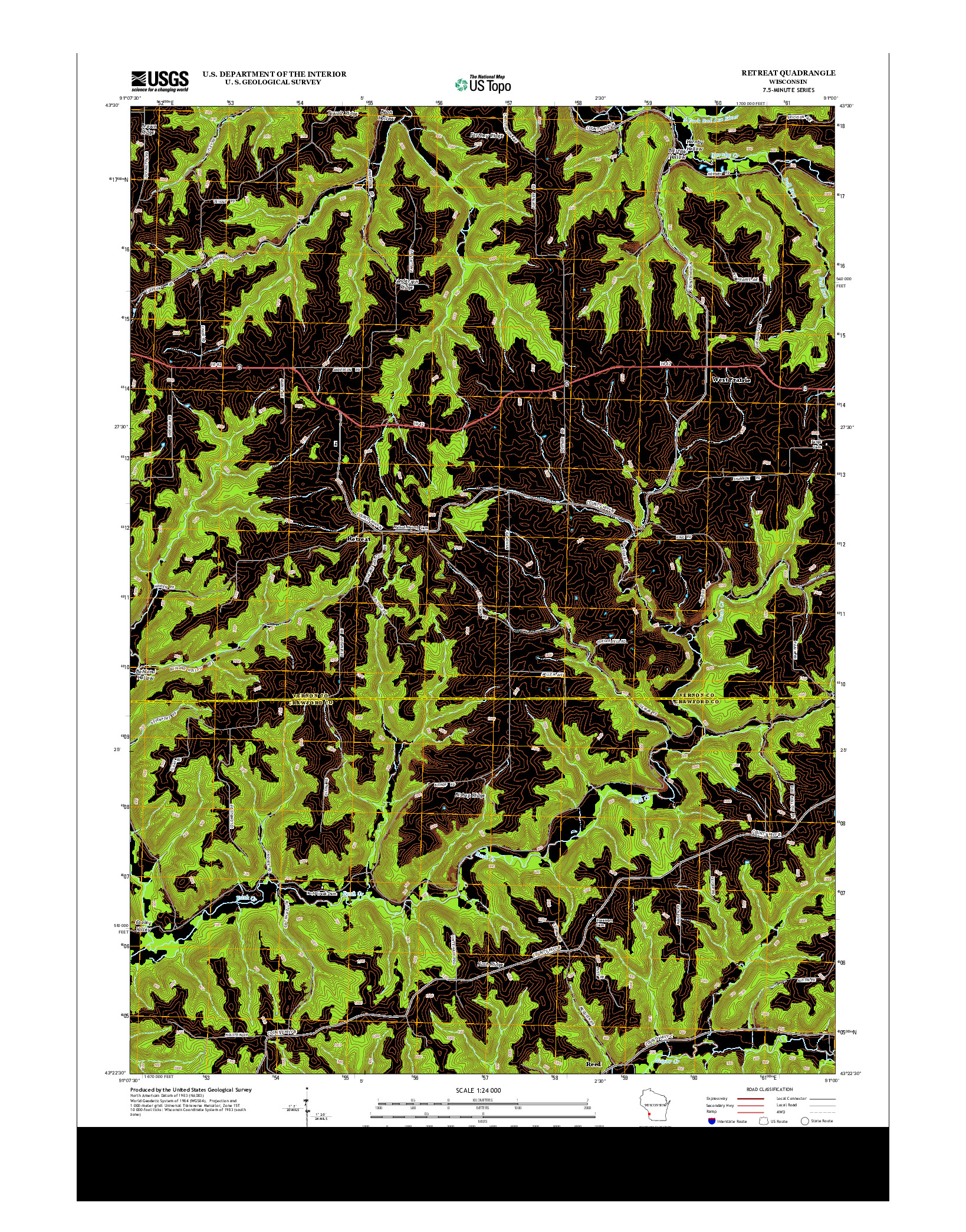 USGS US TOPO 7.5-MINUTE MAP FOR RETREAT, WI 2013