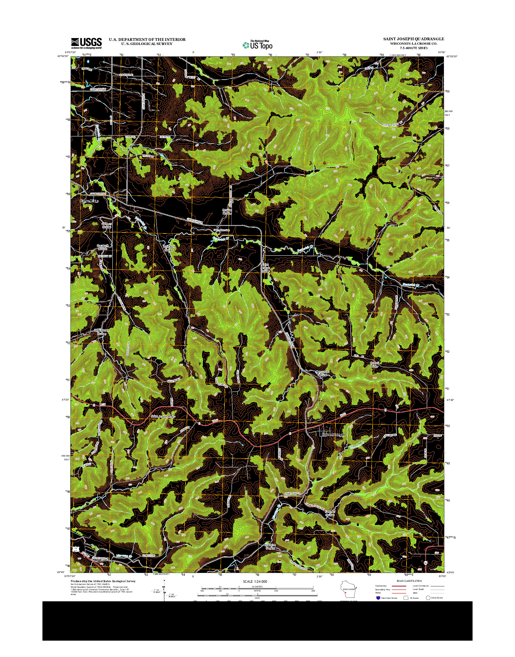 USGS US TOPO 7.5-MINUTE MAP FOR SAINT JOSEPH, WI 2013