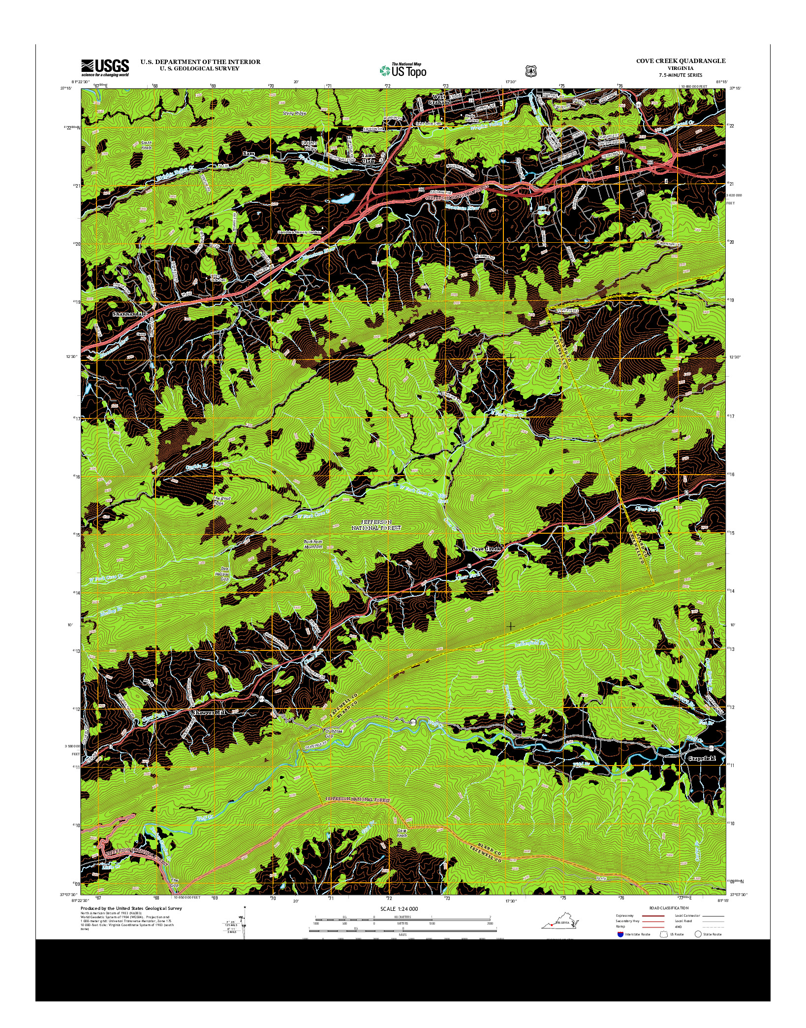 USGS US TOPO 7.5-MINUTE MAP FOR COVE CREEK, VA 2013