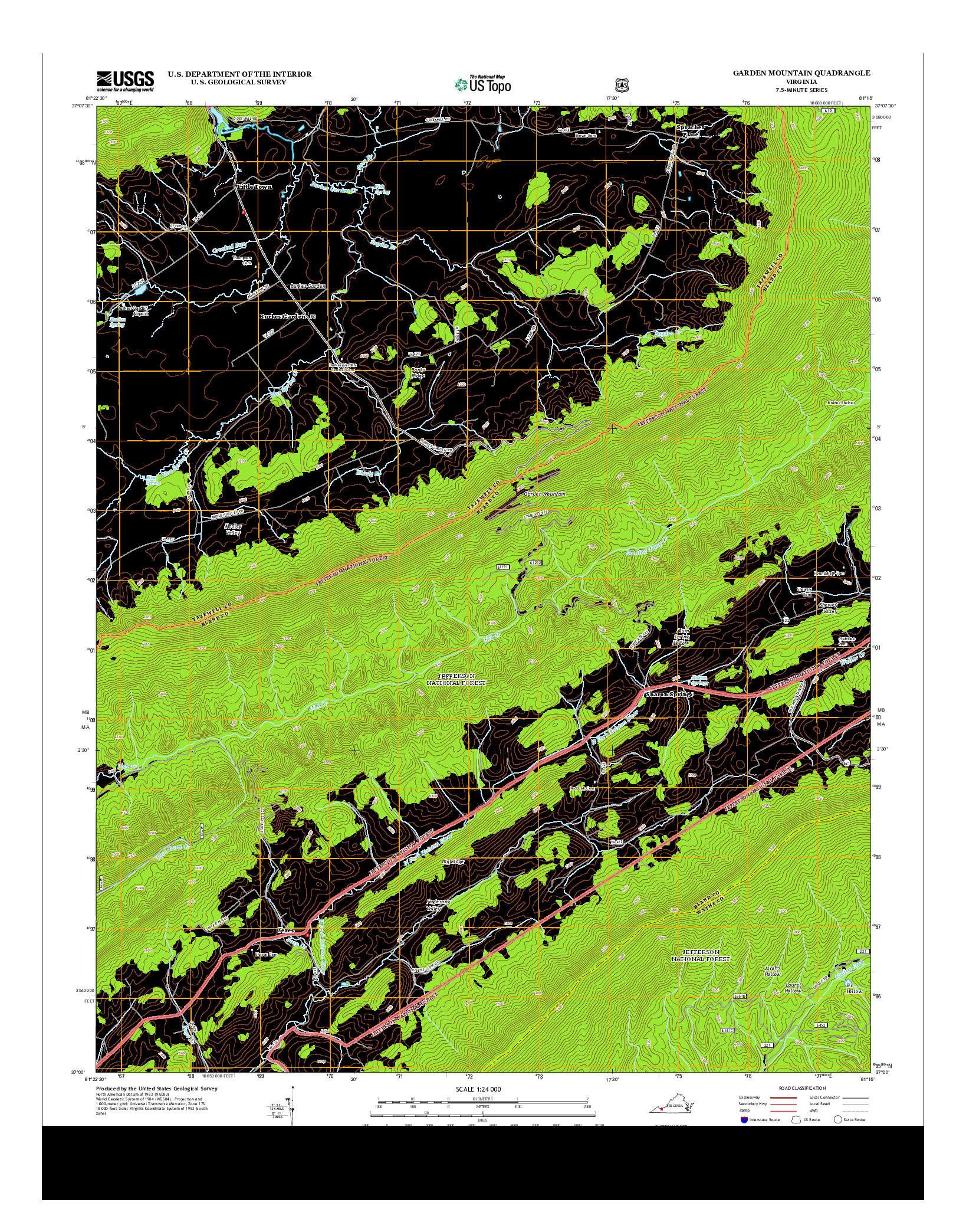 USGS US TOPO 7.5-MINUTE MAP FOR GARDEN MOUNTAIN, VA 2013