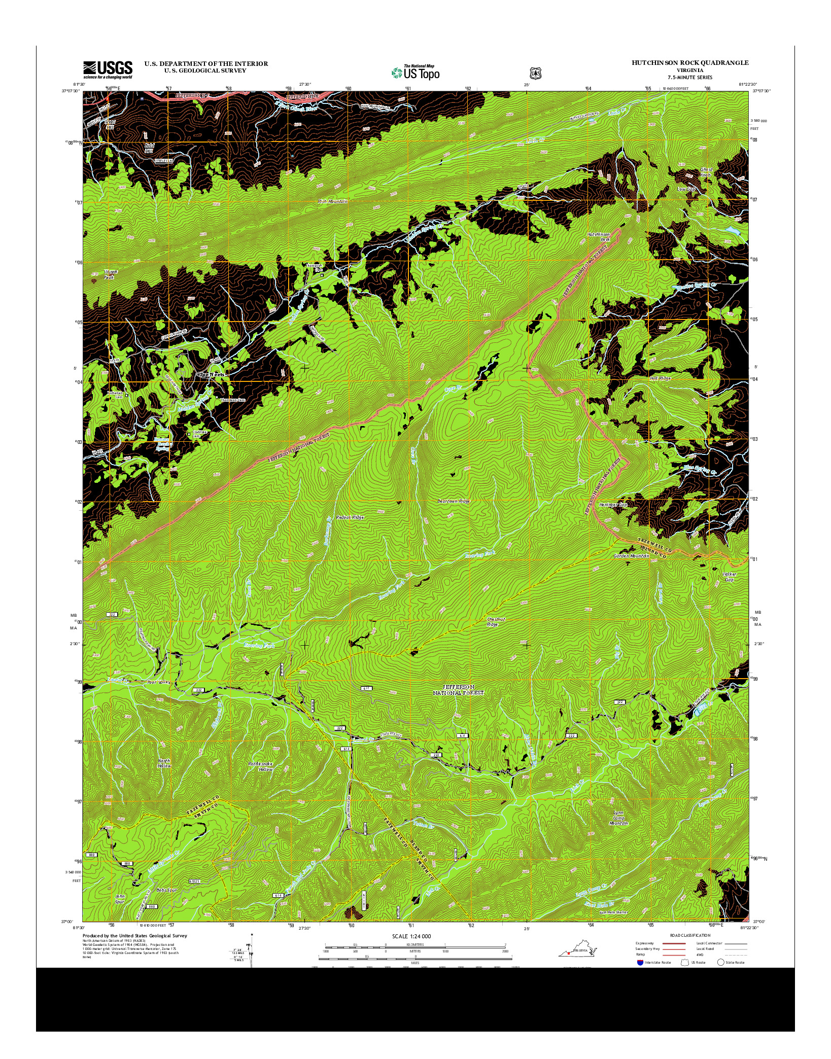 USGS US TOPO 7.5-MINUTE MAP FOR HUTCHINSON ROCK, VA 2013
