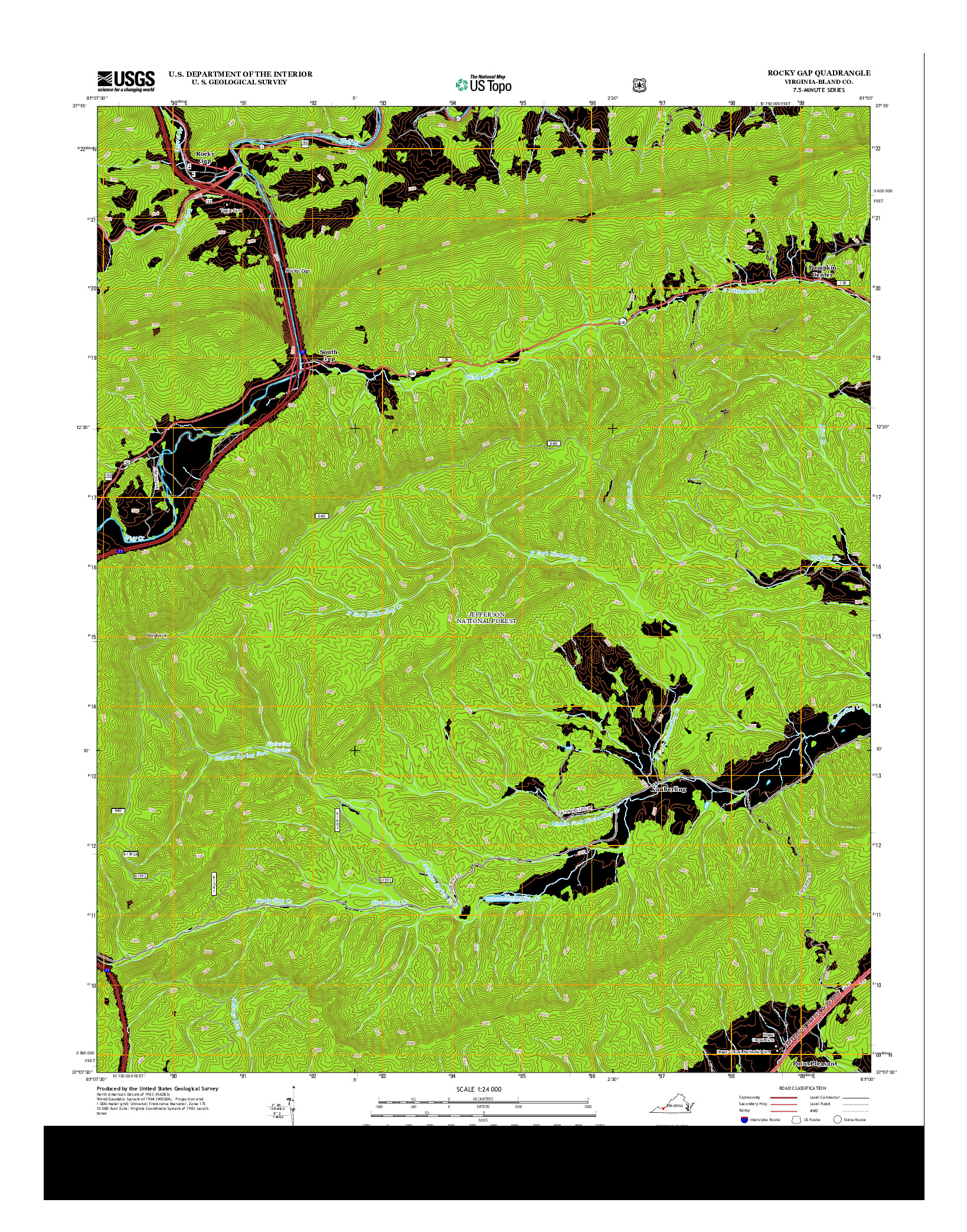 USGS US TOPO 7.5-MINUTE MAP FOR ROCKY GAP, VA 2013