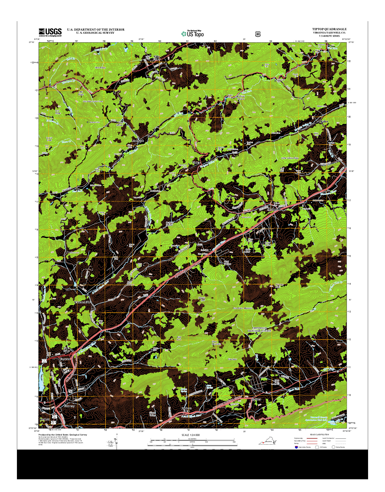 USGS US TOPO 7.5-MINUTE MAP FOR TIPTOP, VA 2013