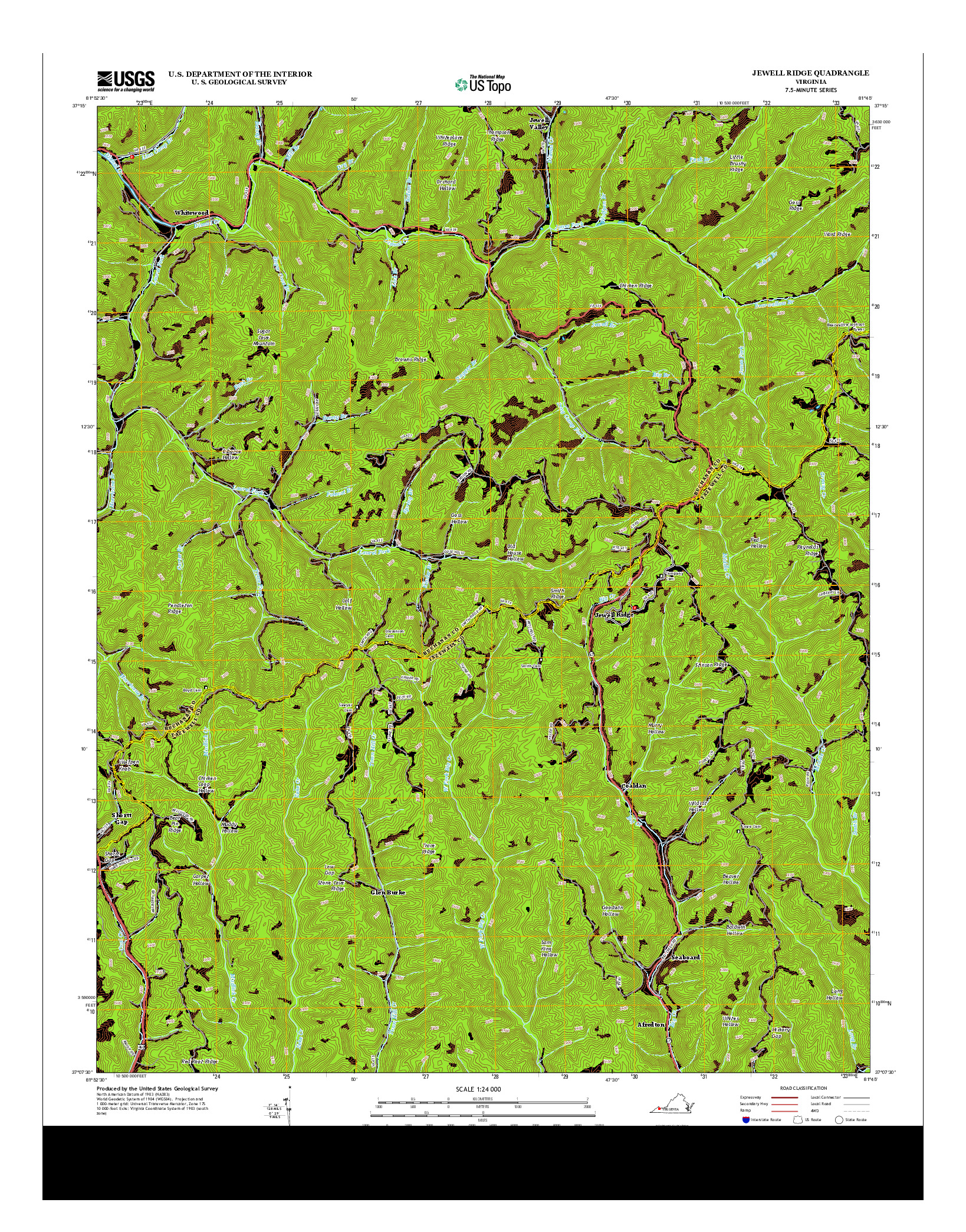 USGS US TOPO 7.5-MINUTE MAP FOR JEWELL RIDGE, VA 2013