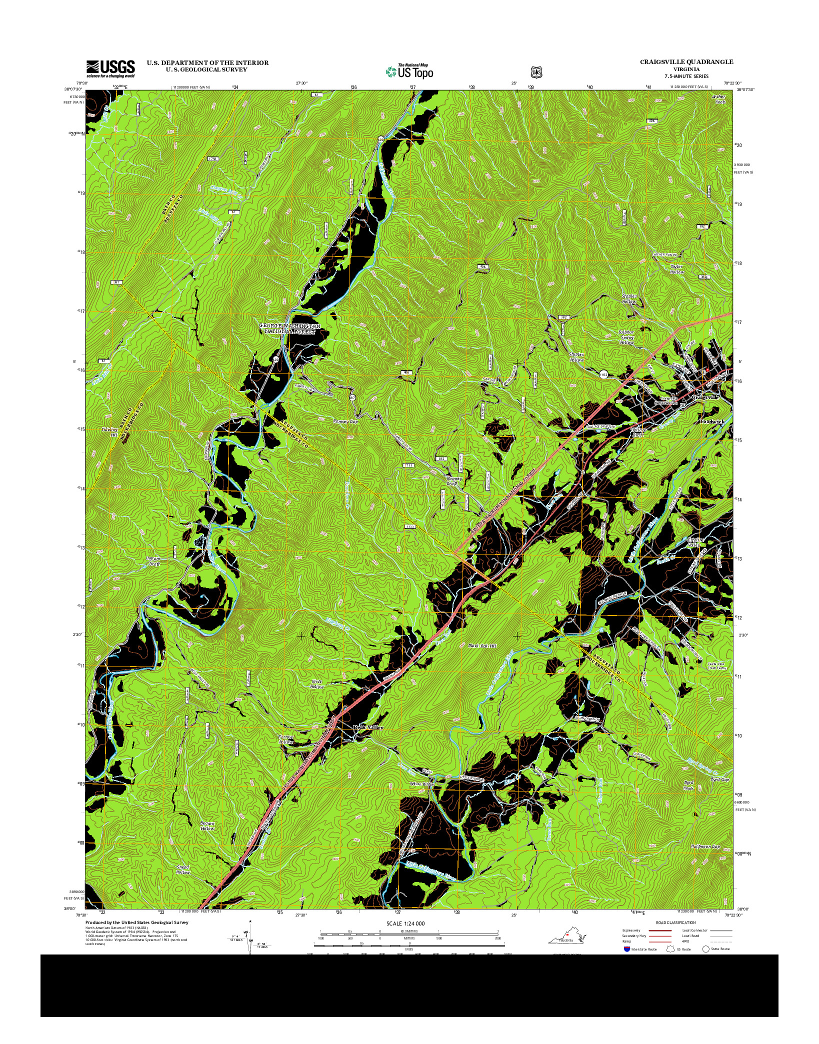 USGS US TOPO 7.5-MINUTE MAP FOR CRAIGSVILLE, VA 2013