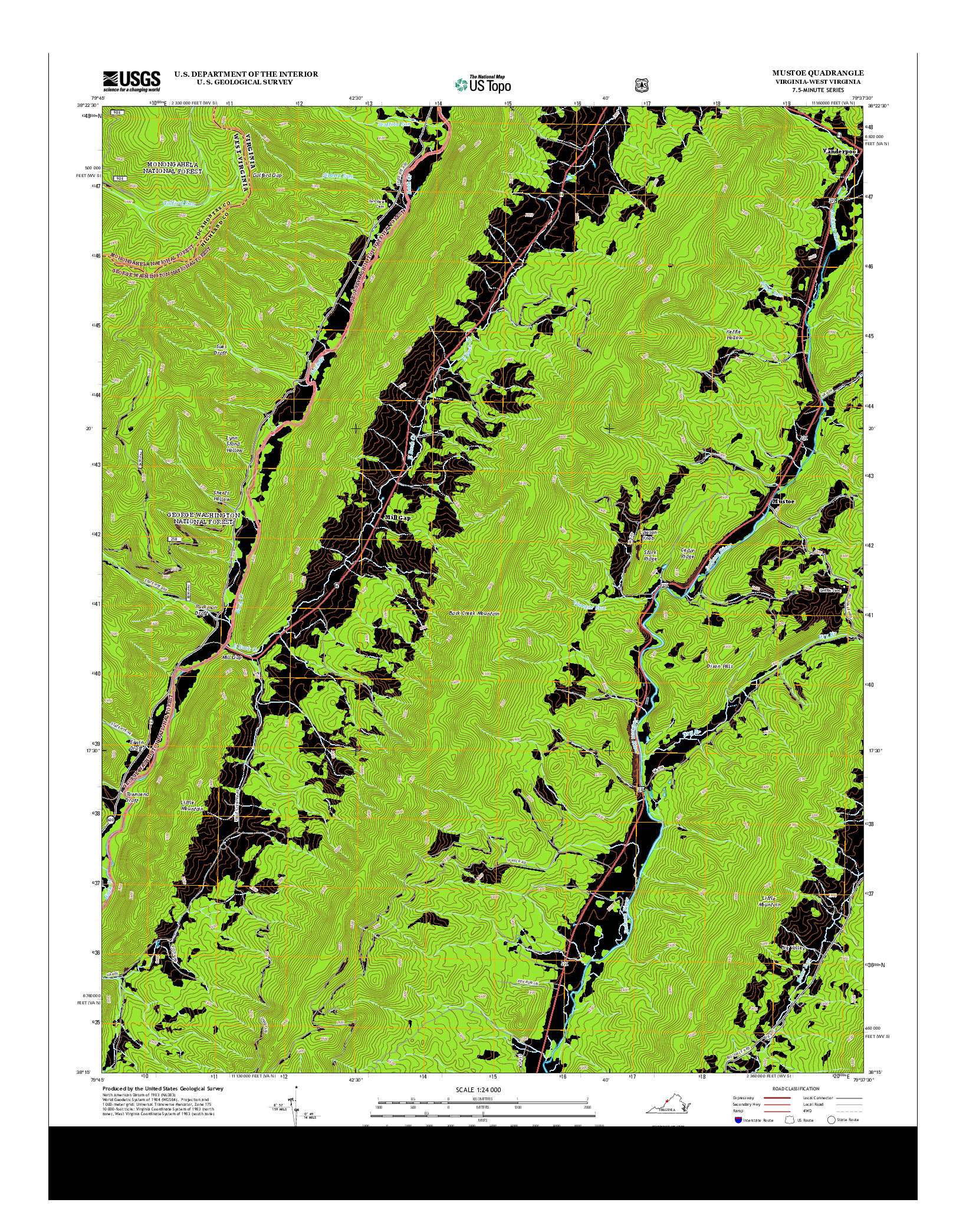 USGS US TOPO 7.5-MINUTE MAP FOR MUSTOE, VA-WV 2013