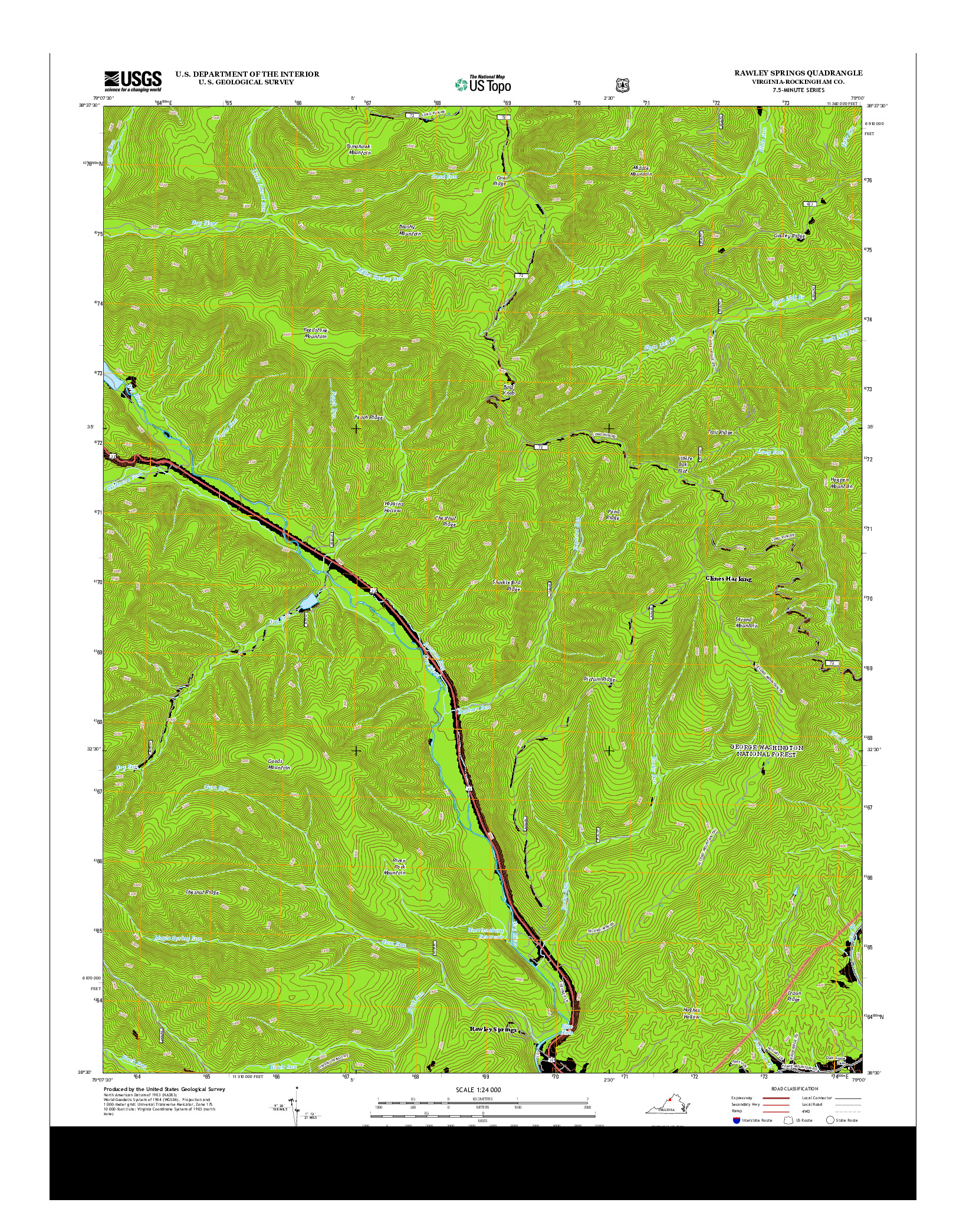 USGS US TOPO 7.5-MINUTE MAP FOR RAWLEY SPRINGS, VA 2013